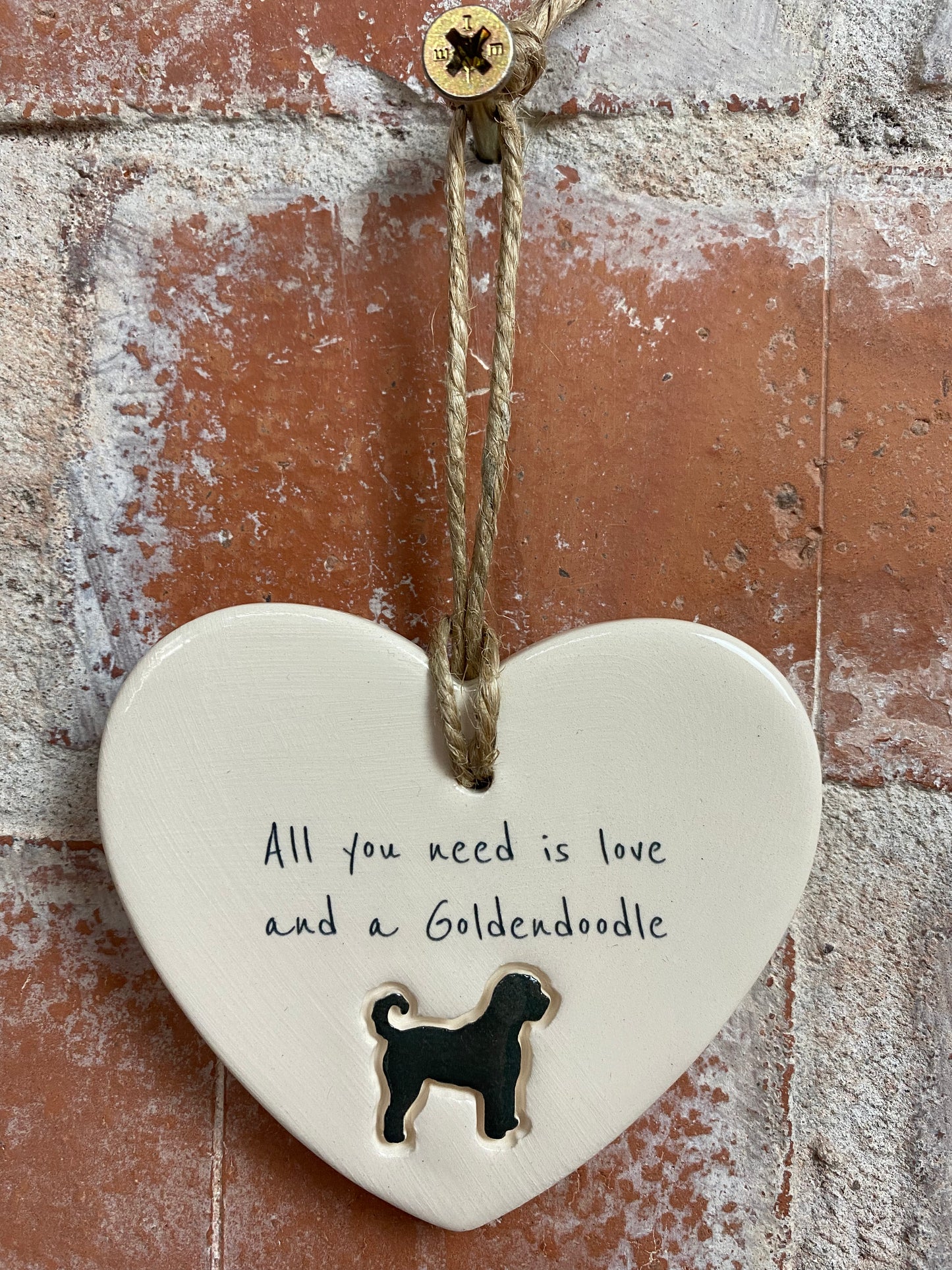 Goldendoodle Ceramic Heart Ornament