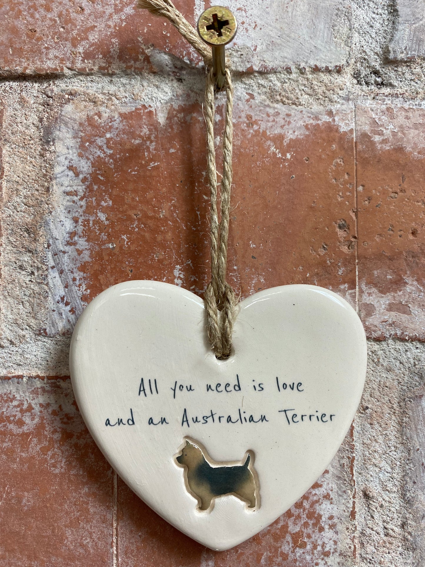 Australian Terrier Ceramic Heart Ornament