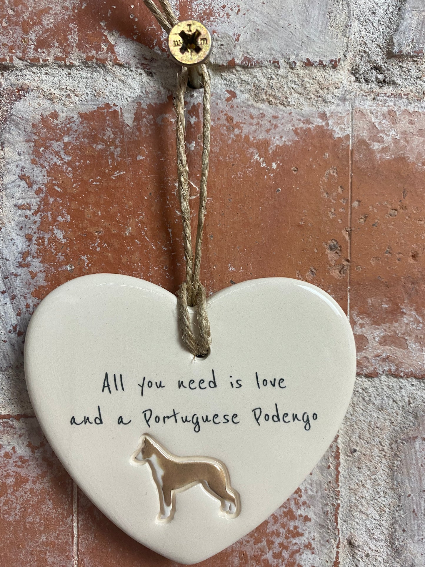 Portuguese Podengo Ceramic Heart Ornament