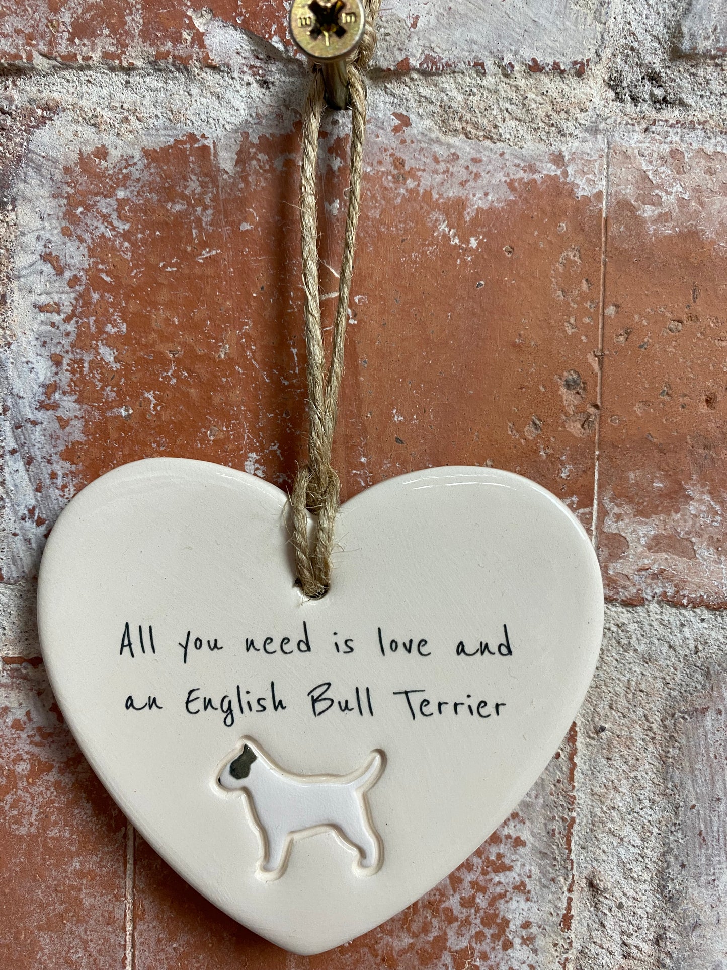 English Bull Terrier Ceramic Heart Ornament