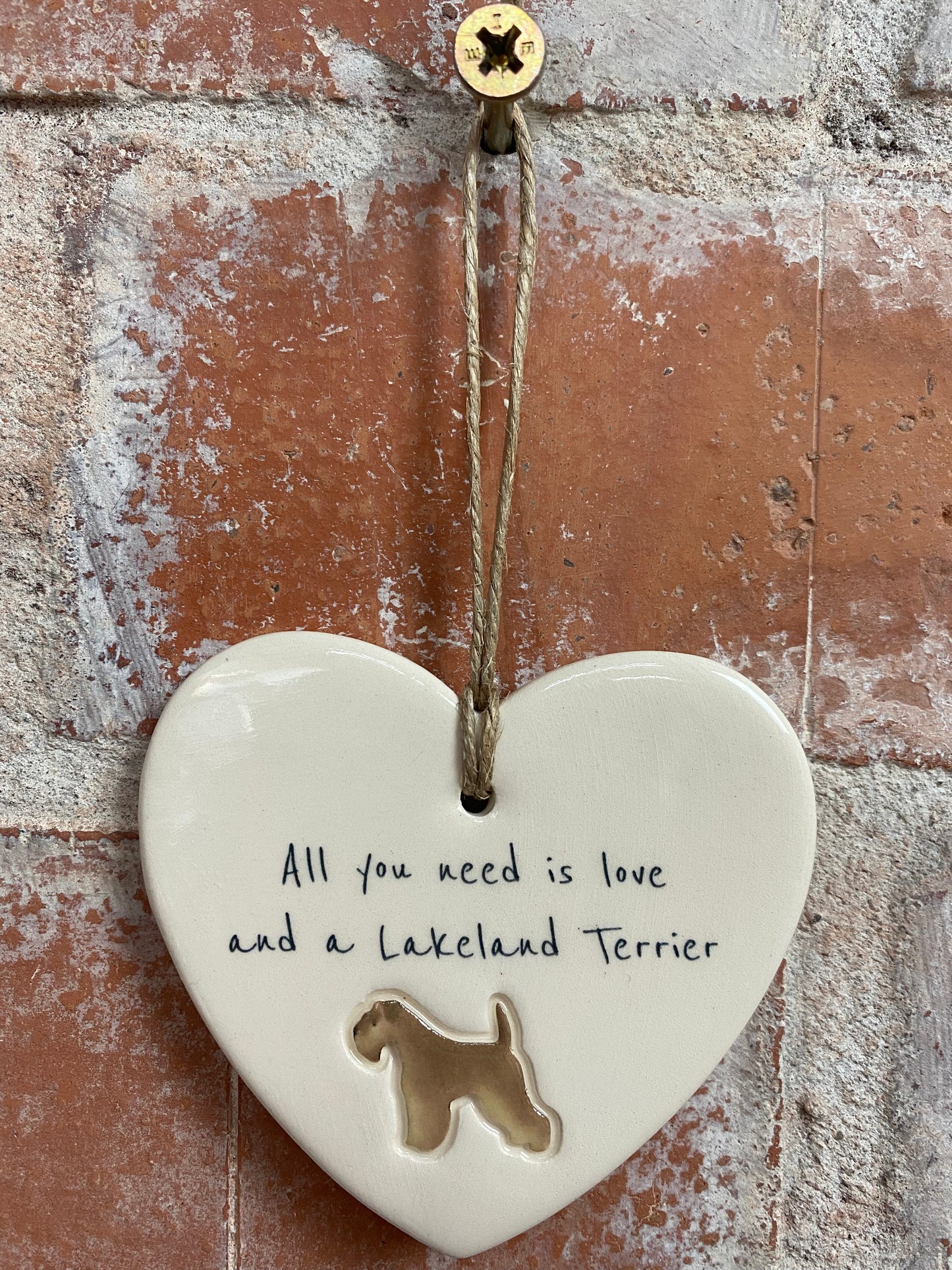 Lakeland Terrier Ceramic Heart Ornament