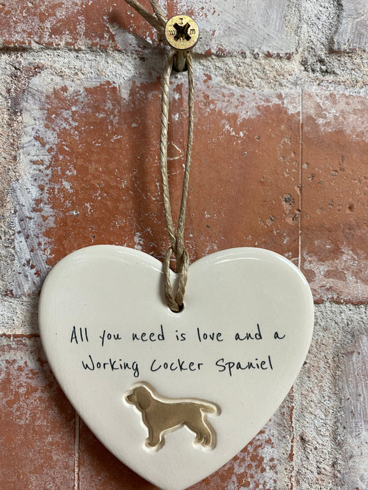 Working Cocker Spaniel Ceramic Heart Ornament