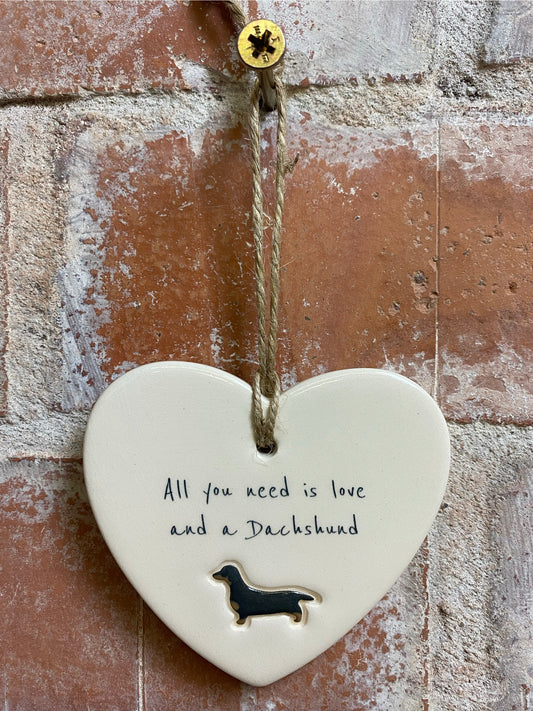 Dachshund Ceramic Heart Ornament