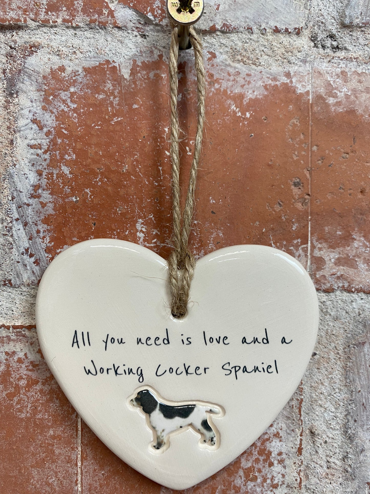 Working Cocker Spaniel Ceramic Heart Ornament
