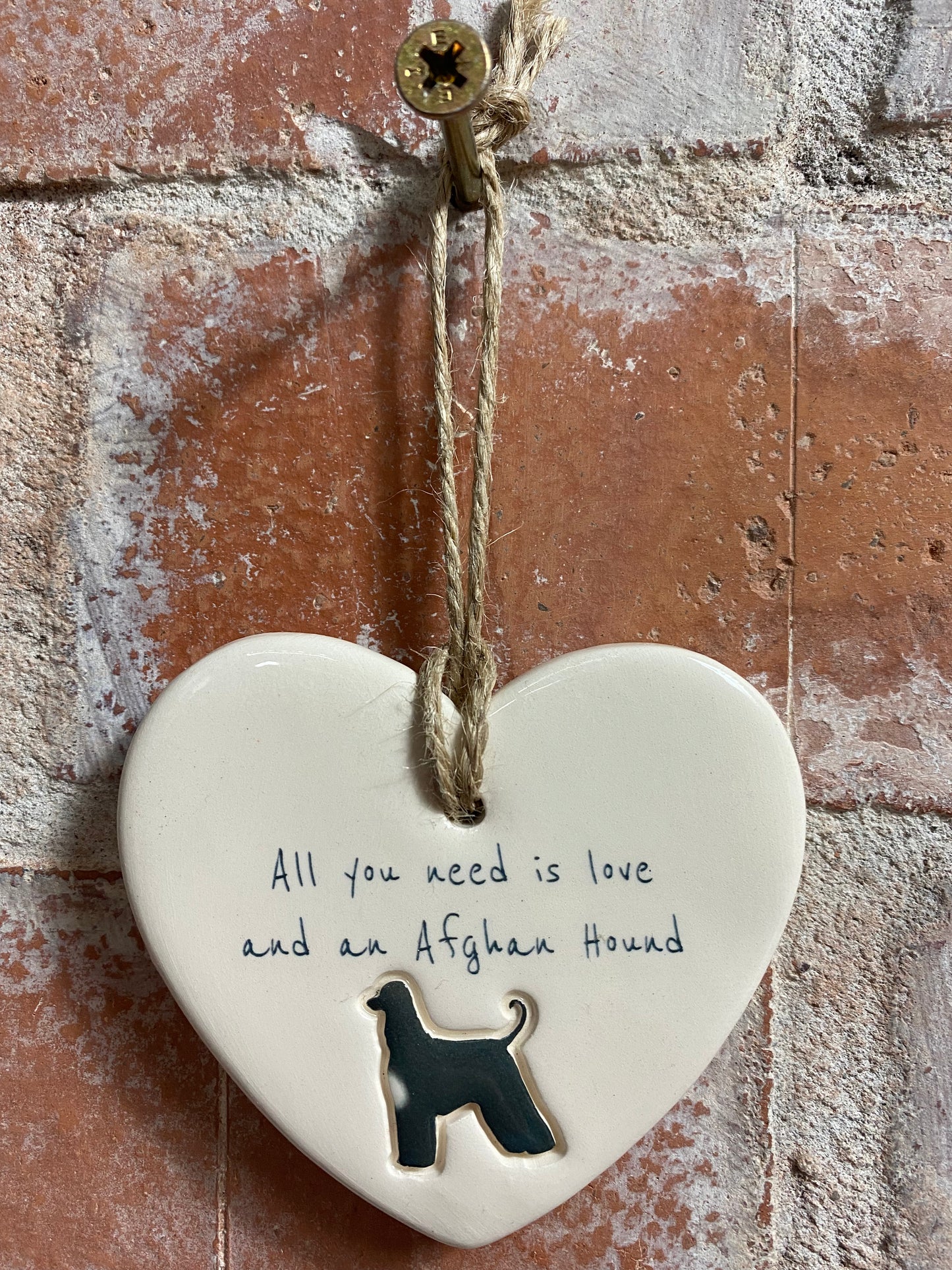 Afghan Hound Ceramic Heart Ornament
