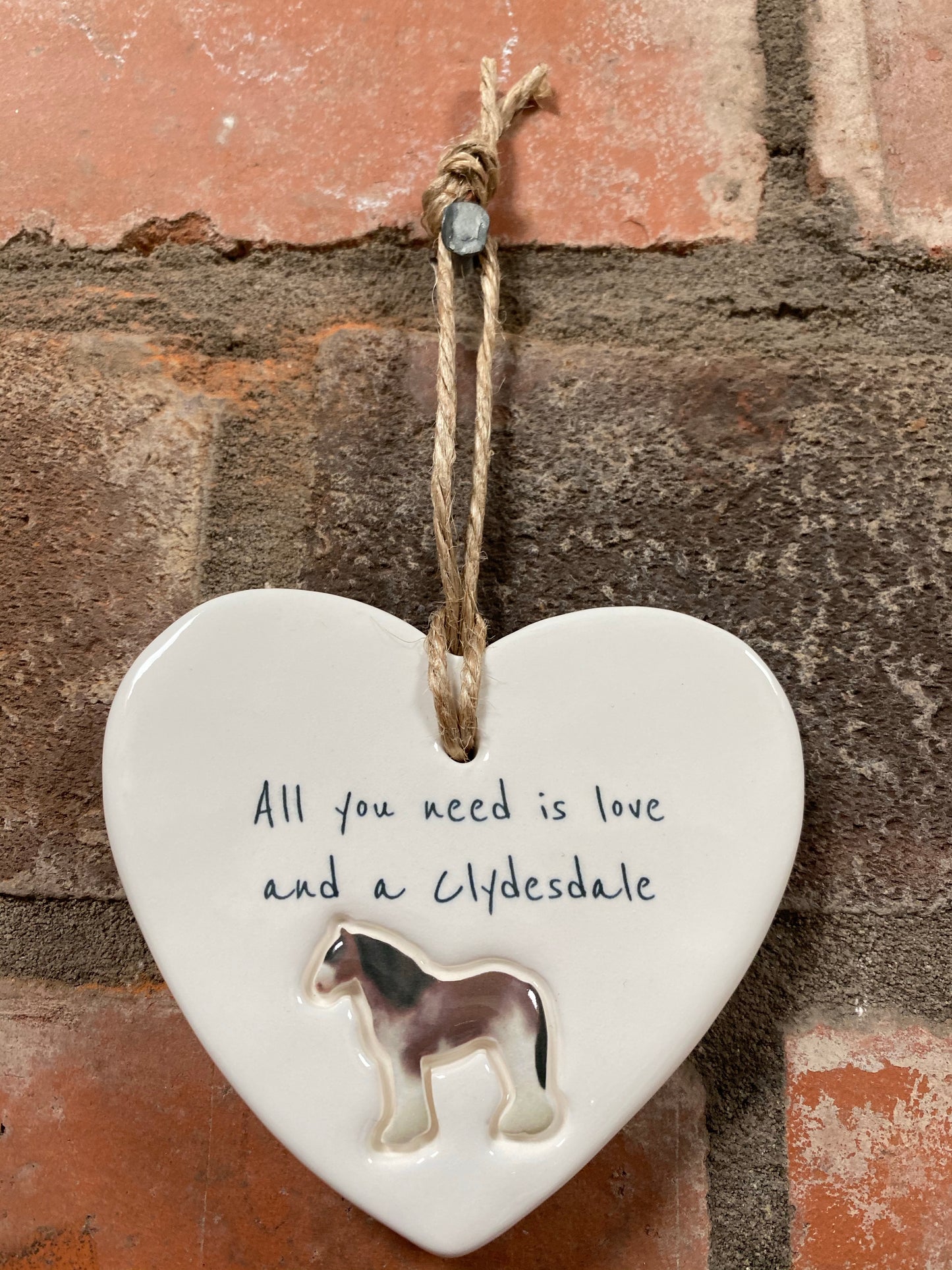 Clydesdale Ceramic Heart Ornament