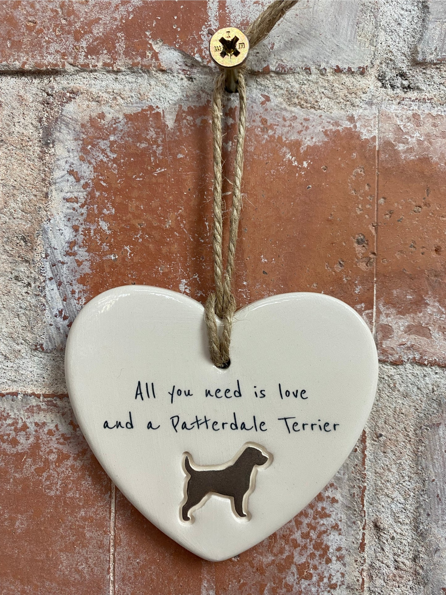 Patterdale Terrier Ceramic Heart Ornament