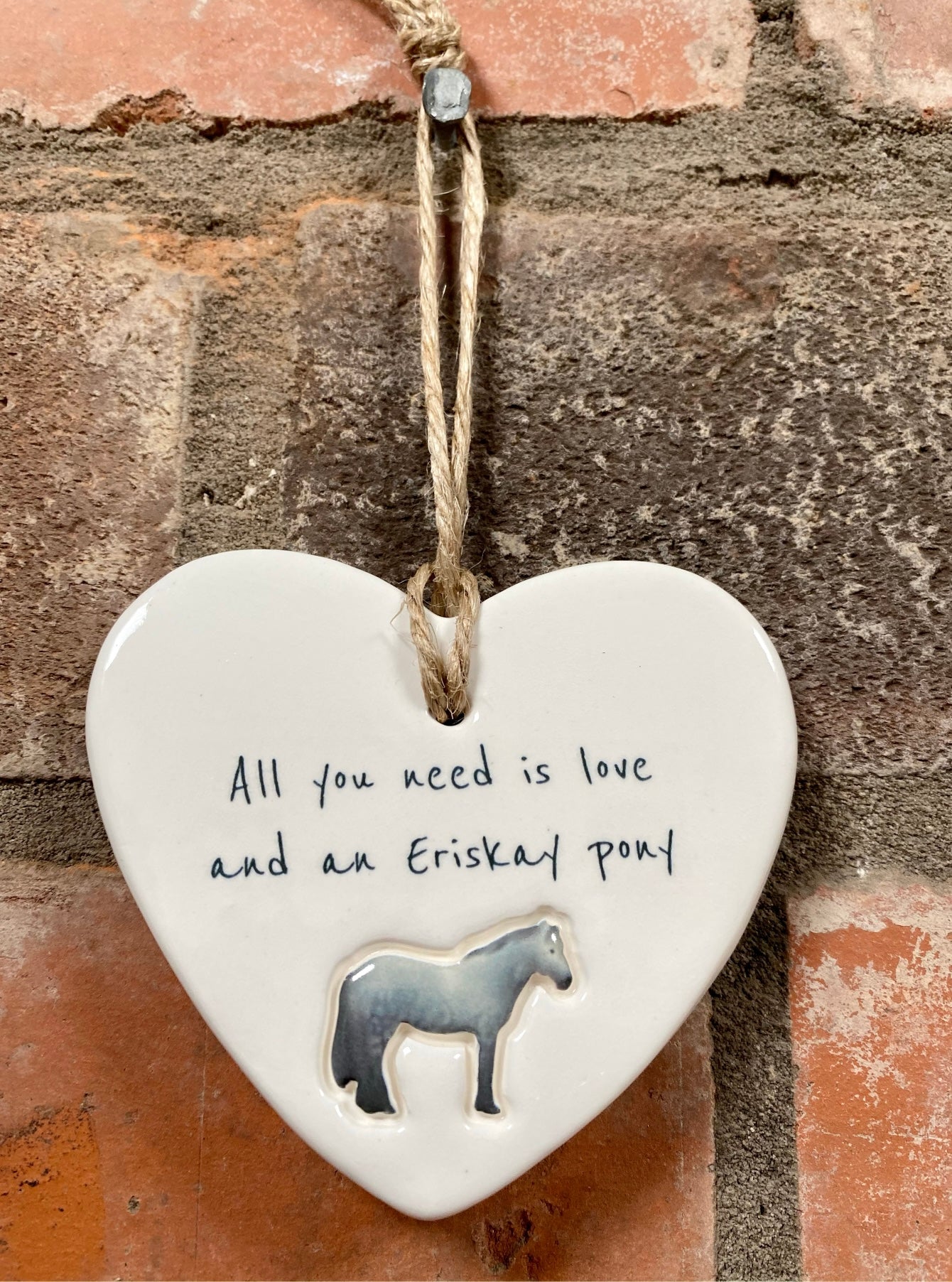 Eriskay Pony Ceramic Heart Ornament