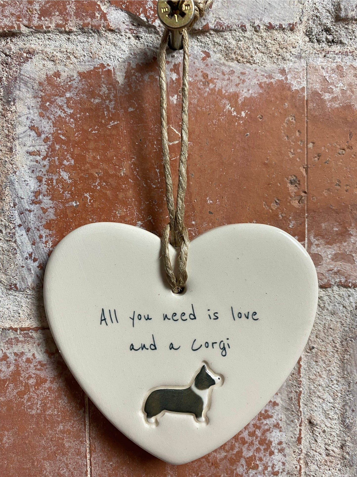 Corgi Ceramic Heart Ornament
