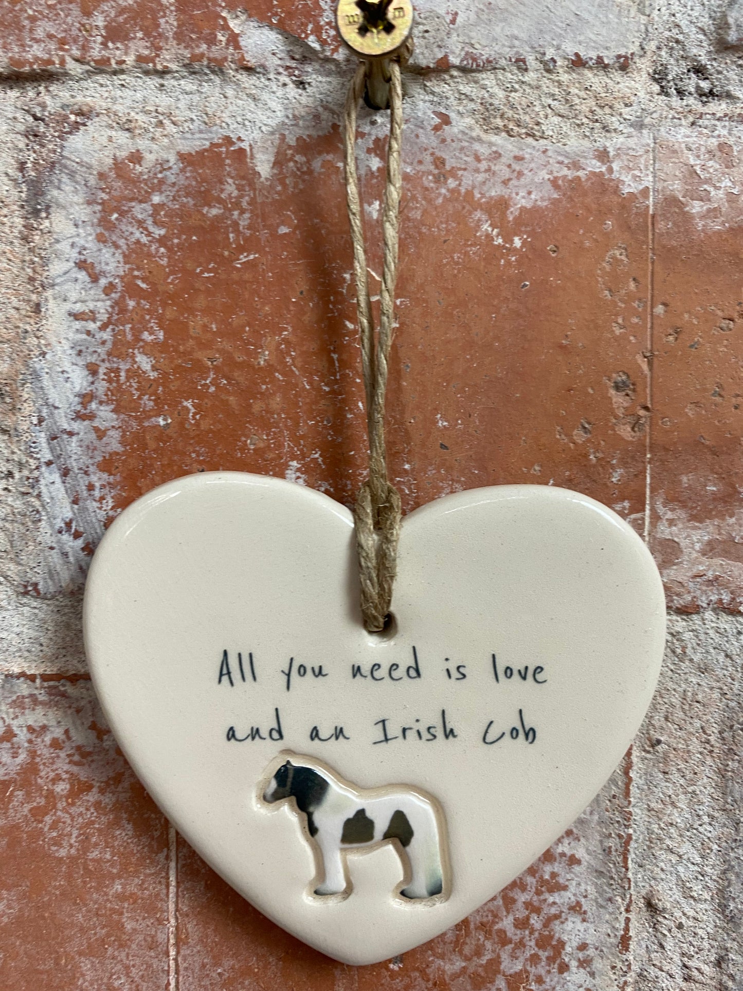 Irish Cob Ceramic Heart Ornament