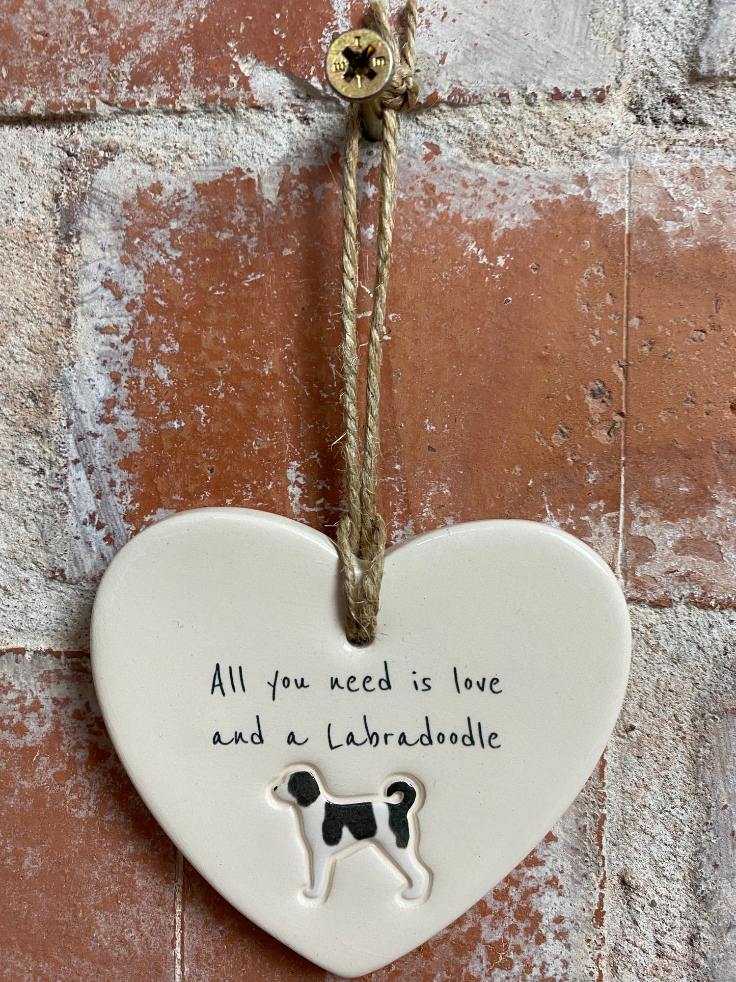 Labradoodle Ceramic Heart Ornament