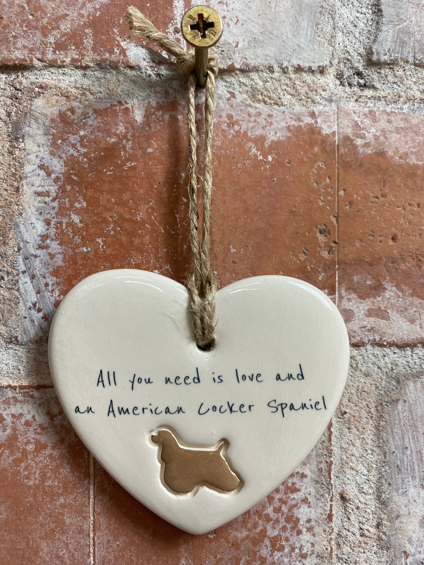 American Cocker Spaniel Ceramic Heart Ornament