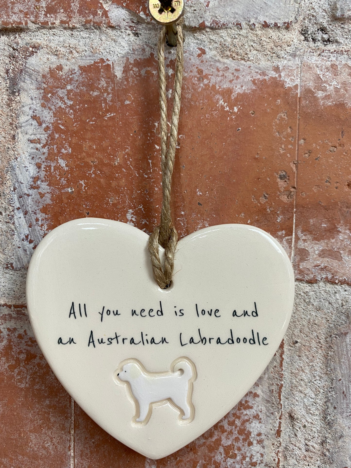 Australian Labradoodle Ceramic Heart Ornament
