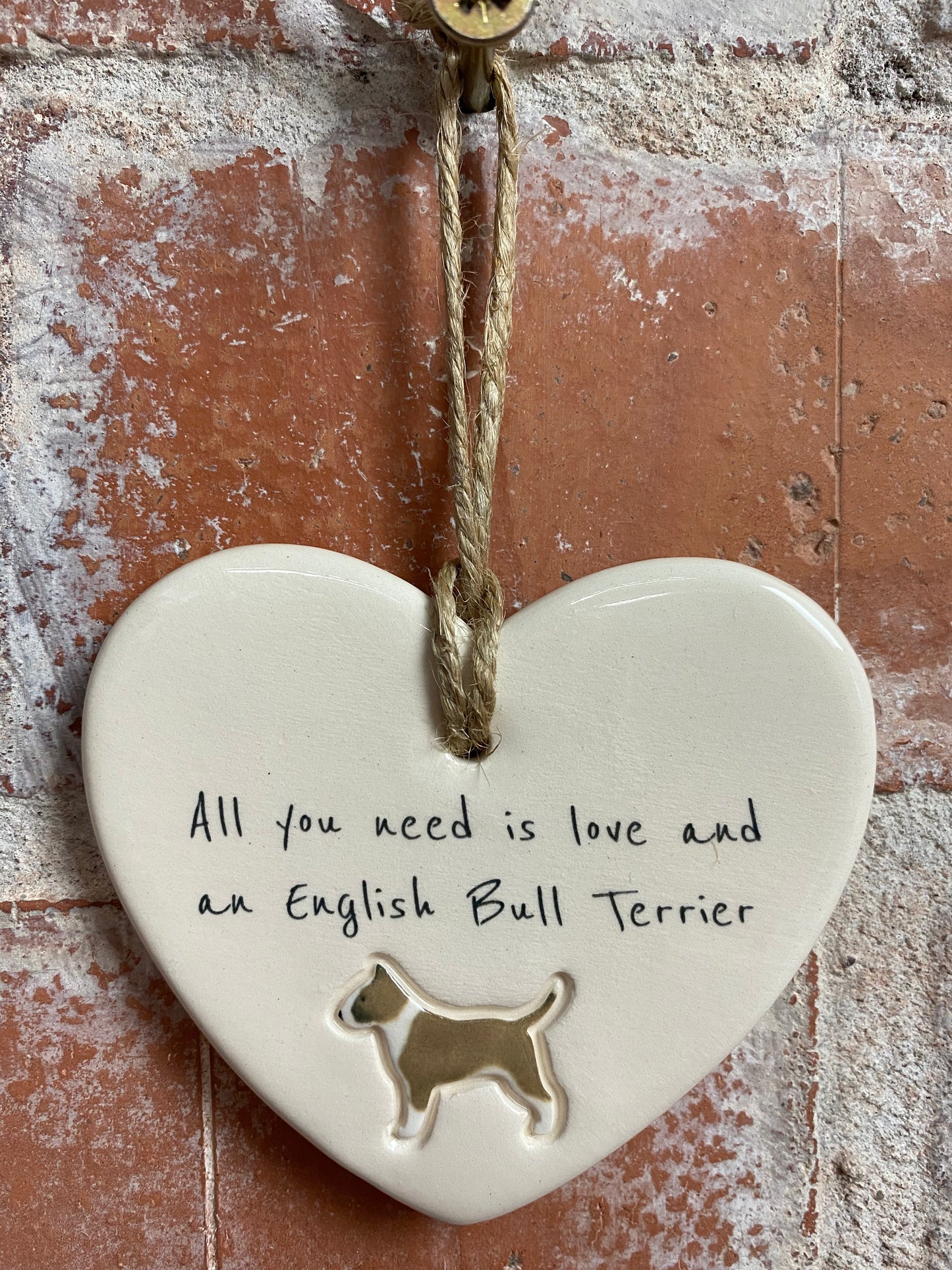 English Bull Terrier Ceramic Heart Ornament