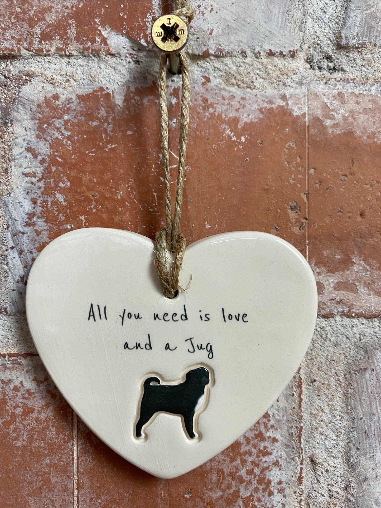 Jug Ceramic Heart Ornament