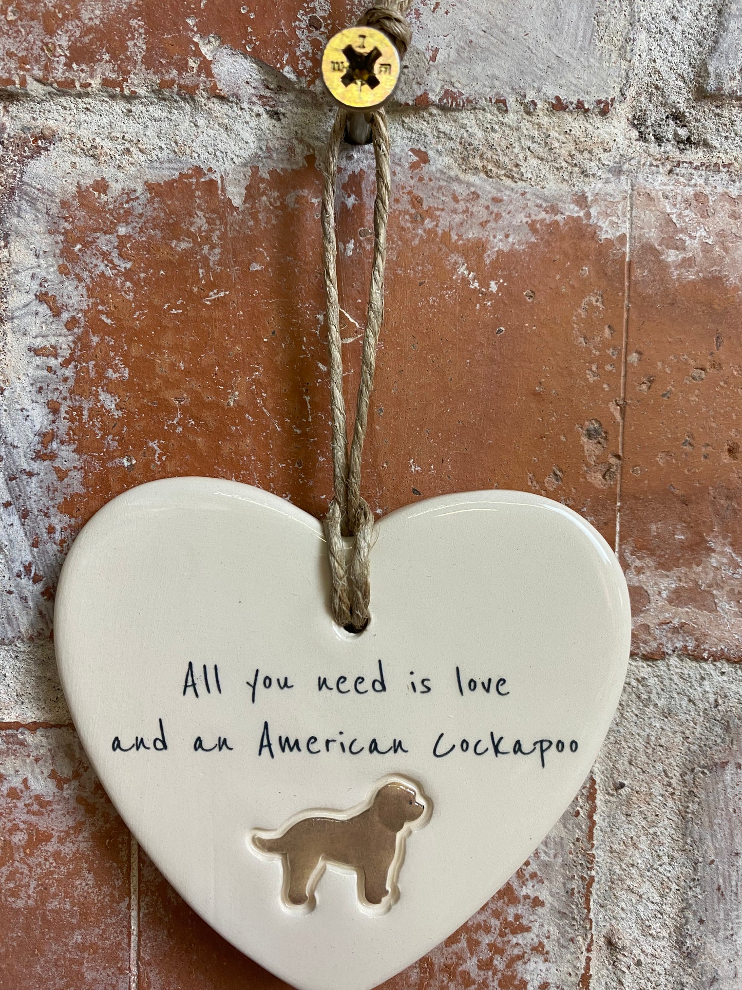 American Cockapoo Ceramic Heart Ornament