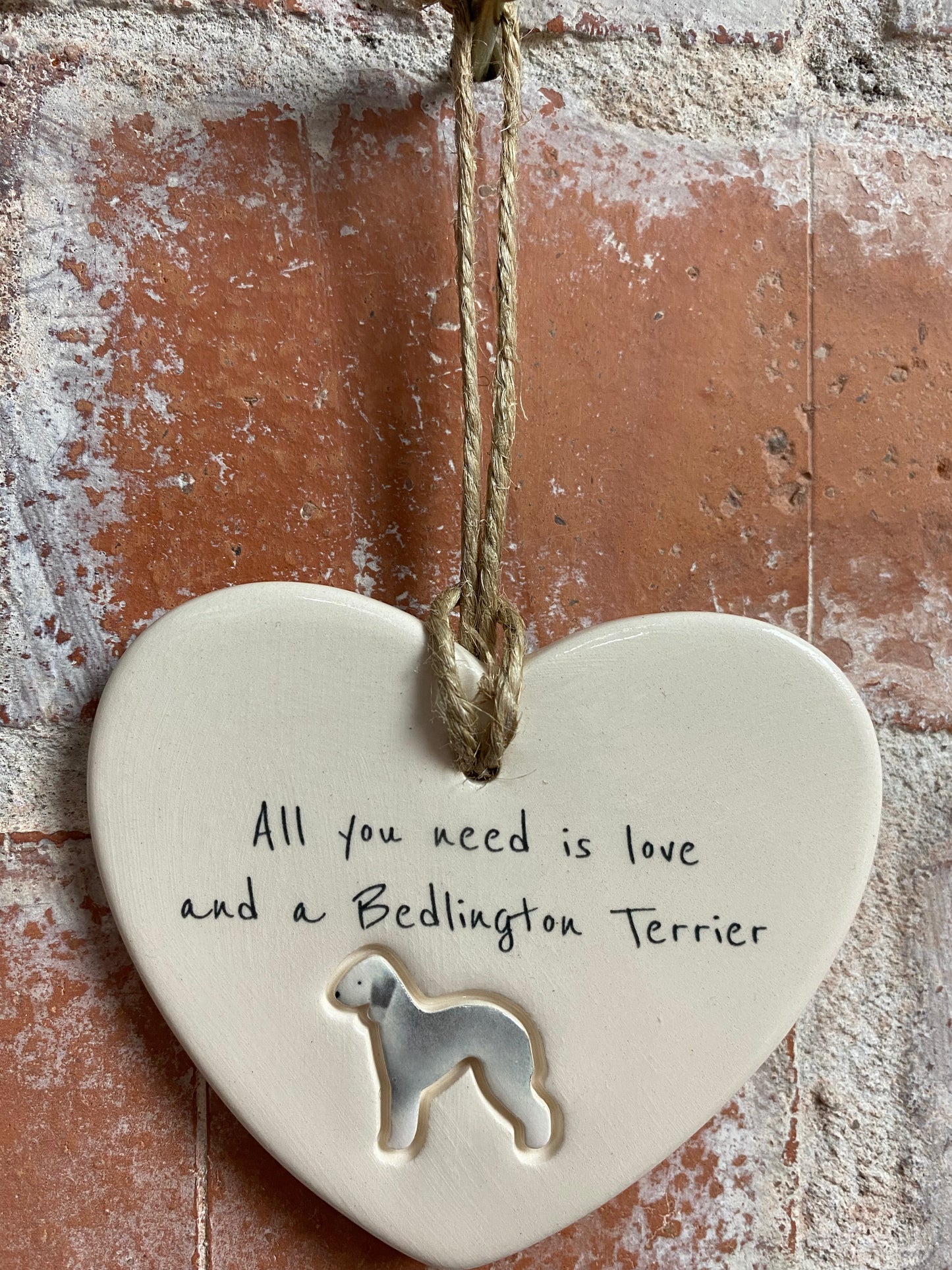Bedlington Terrier Ceramic Heart Ornament
