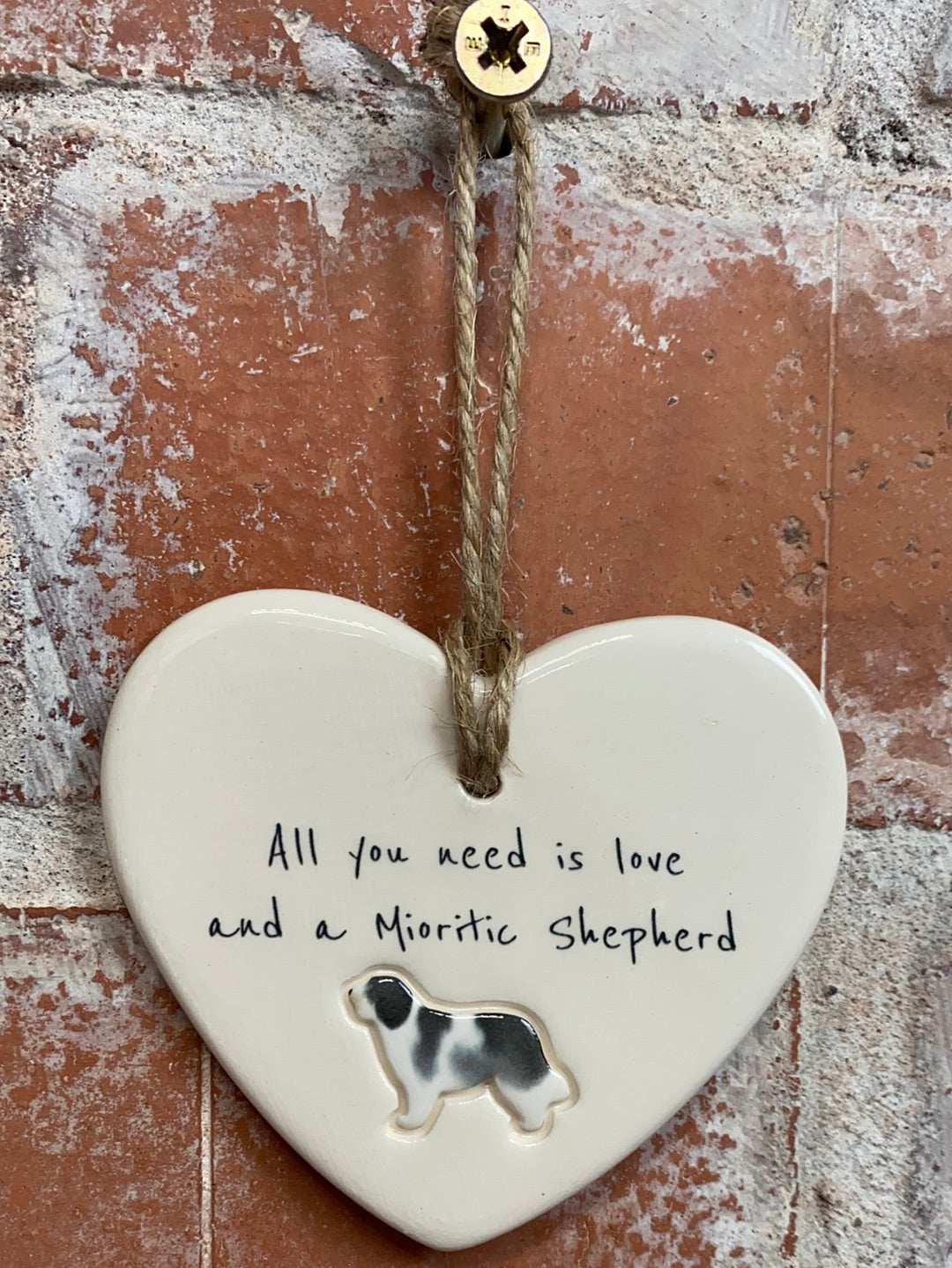 Mioritic Shepherd Ceramic Heart Ornament