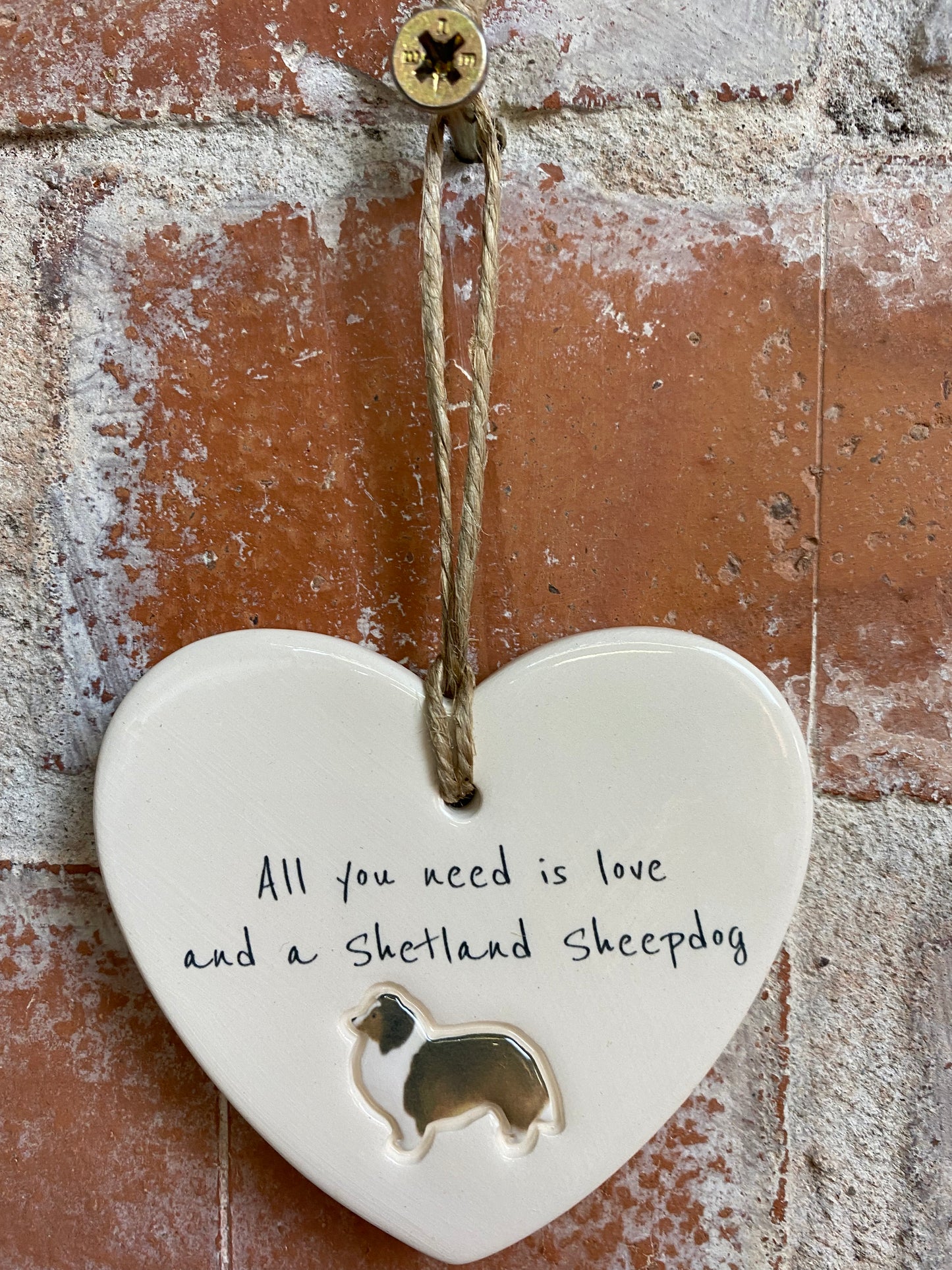 Shetland Sheepdog Ceramic Heart Ornament