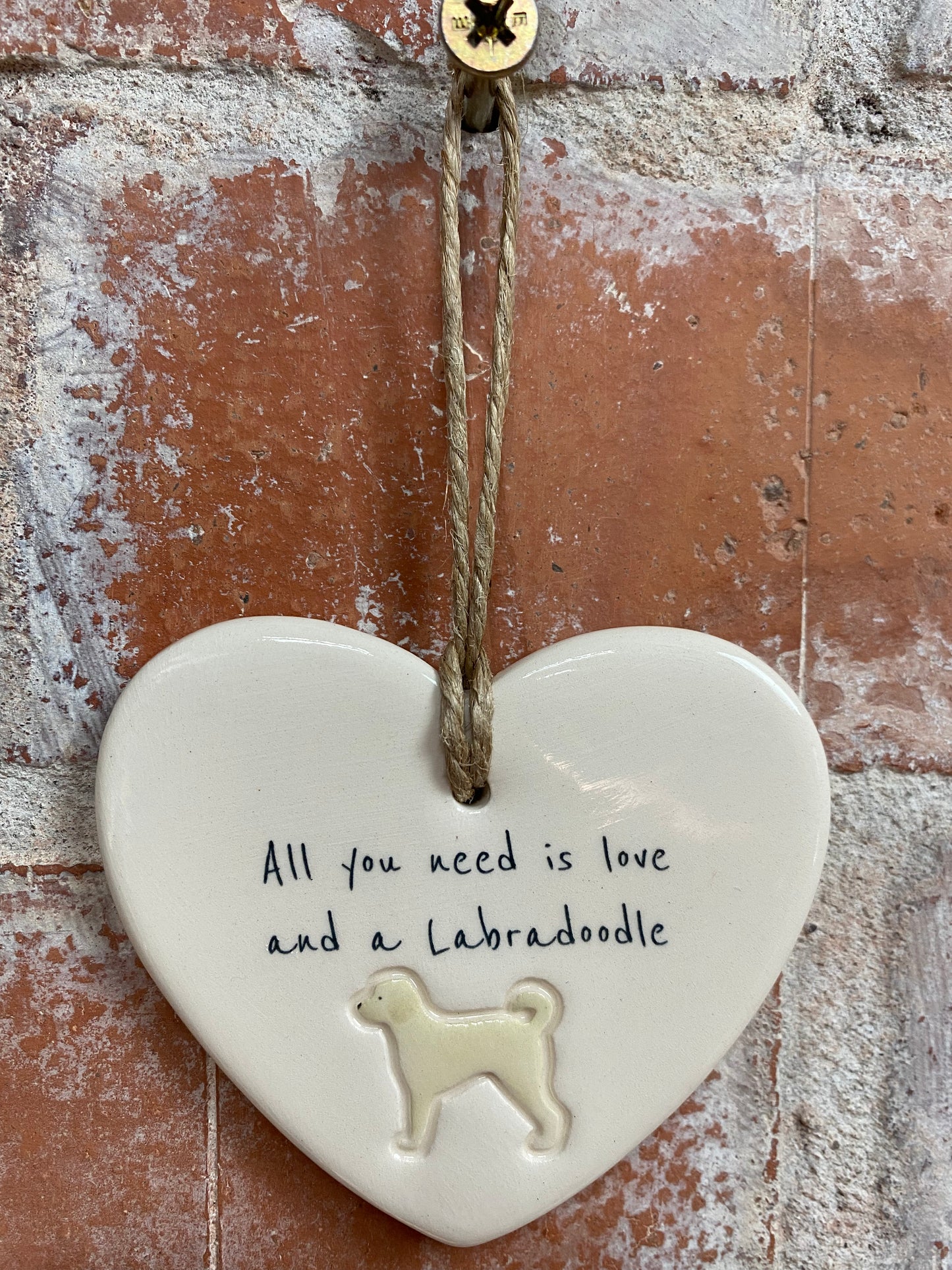 Labradoodle Ceramic Heart Ornament