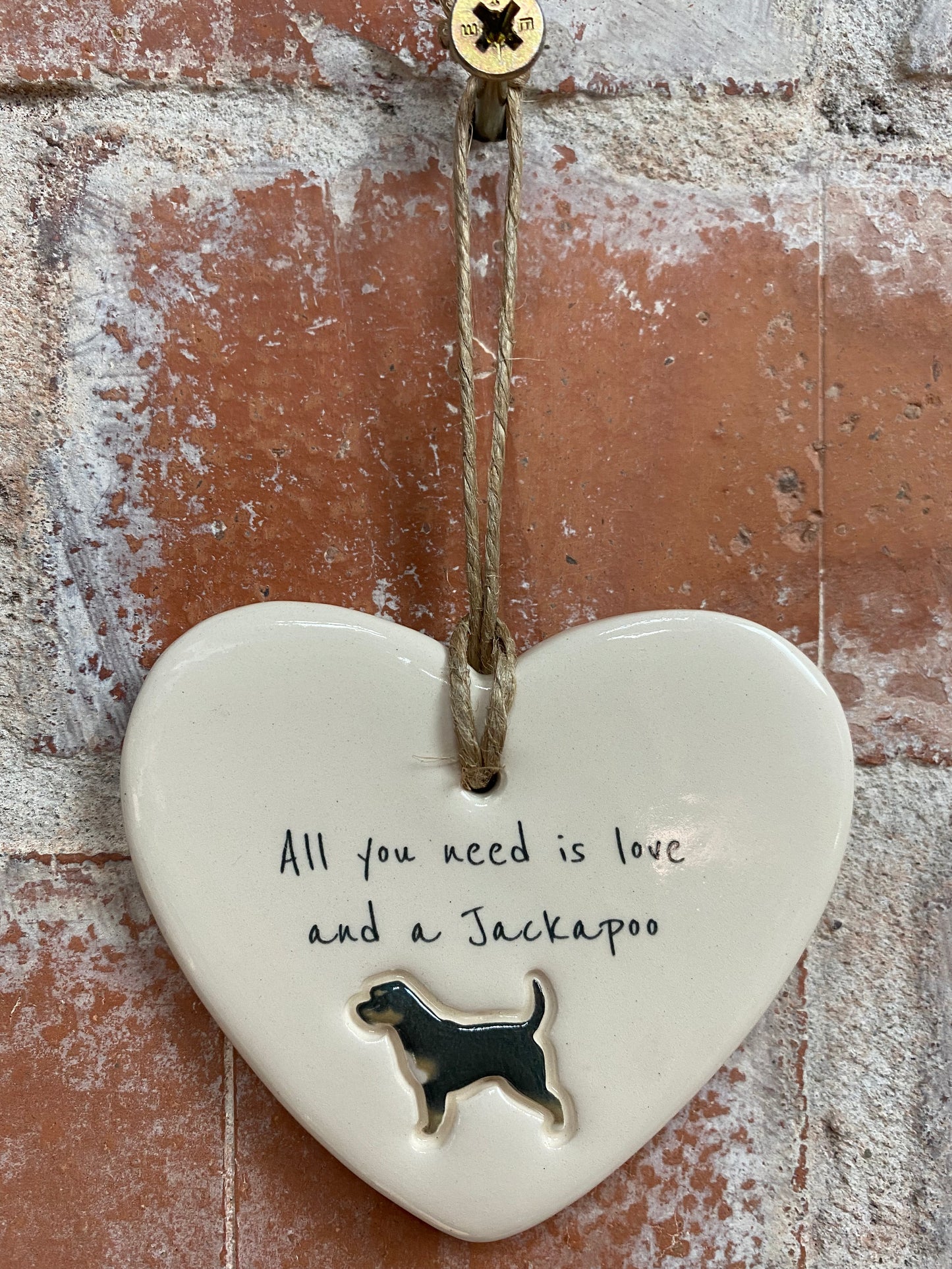 Jackapoo Ceramic Heart Ornament