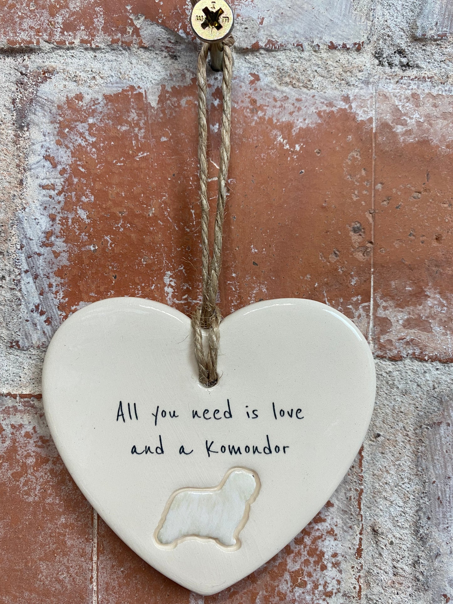 Komondor Ceramic Heart Ornament