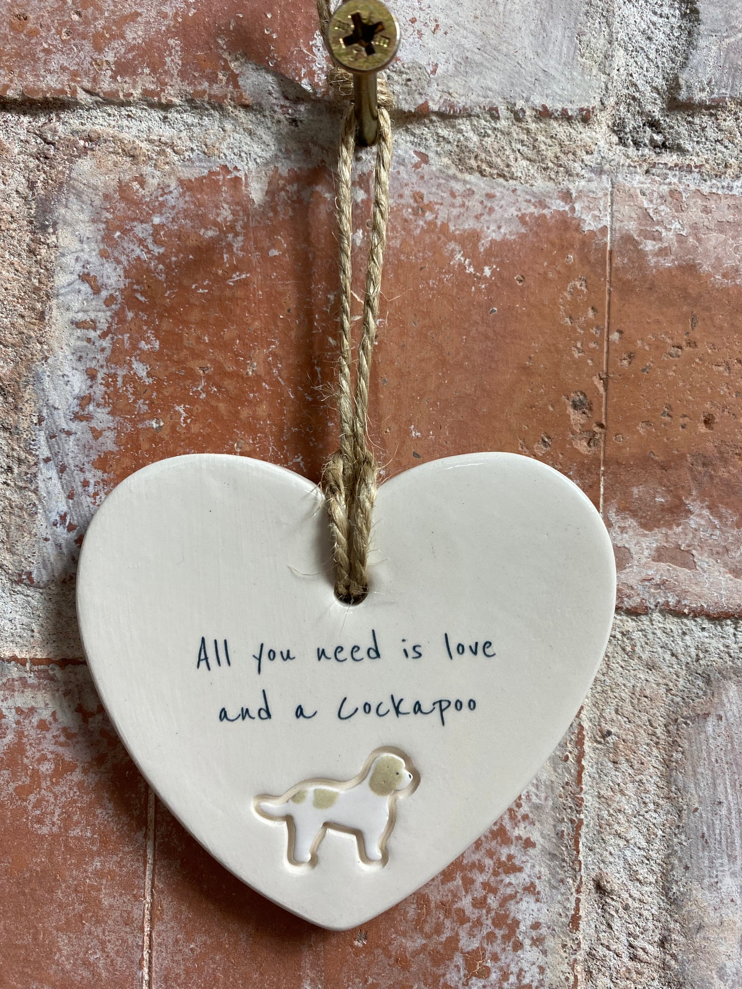 Cockapoo Ceramic Heart Ornament