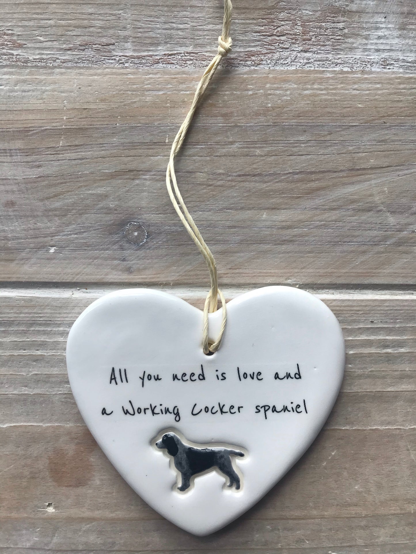 Working Cocker Spaniel Ceramic Heart Ornament