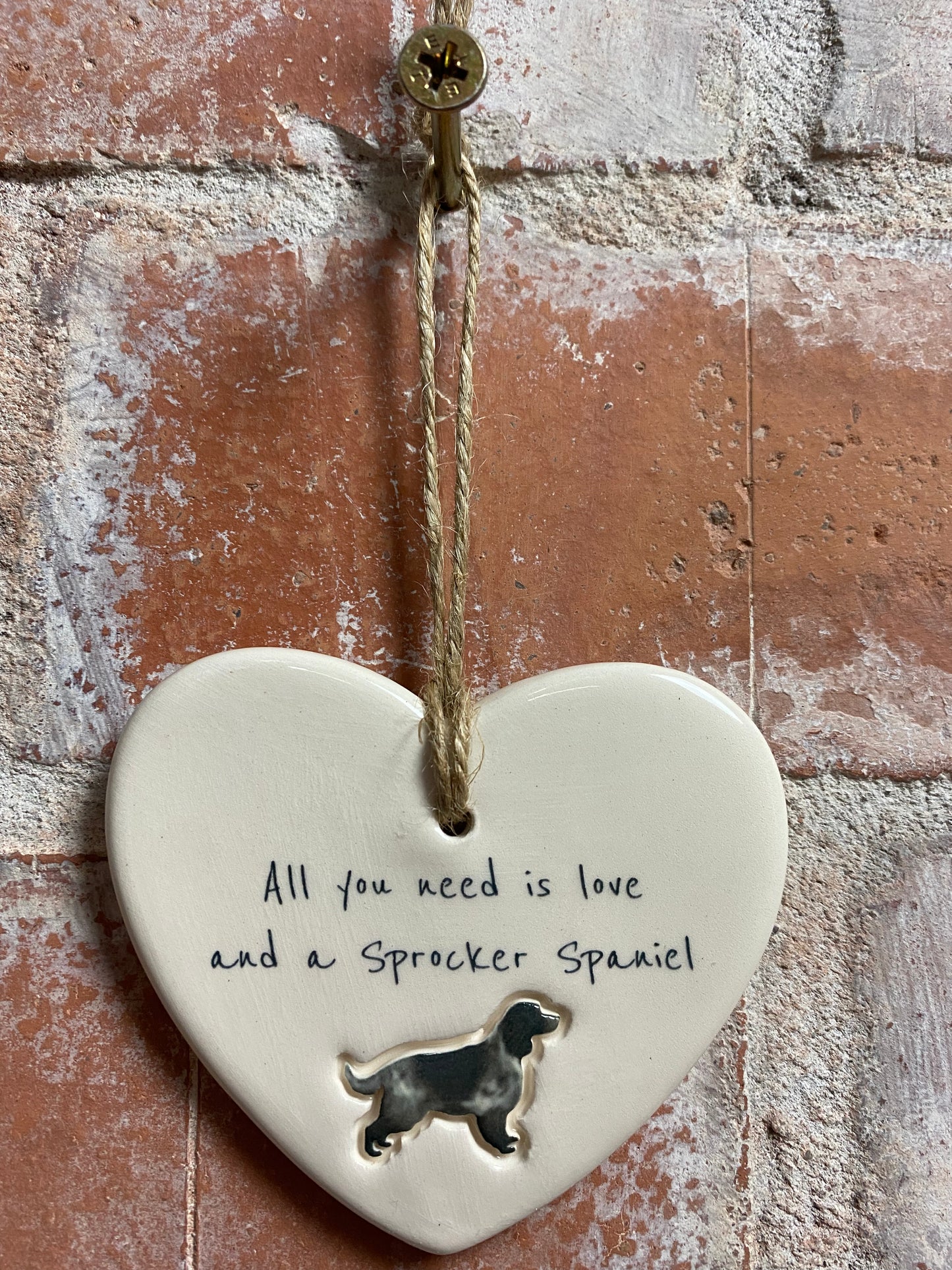 Sprocker Spaniel Ceramic Heart Ornament