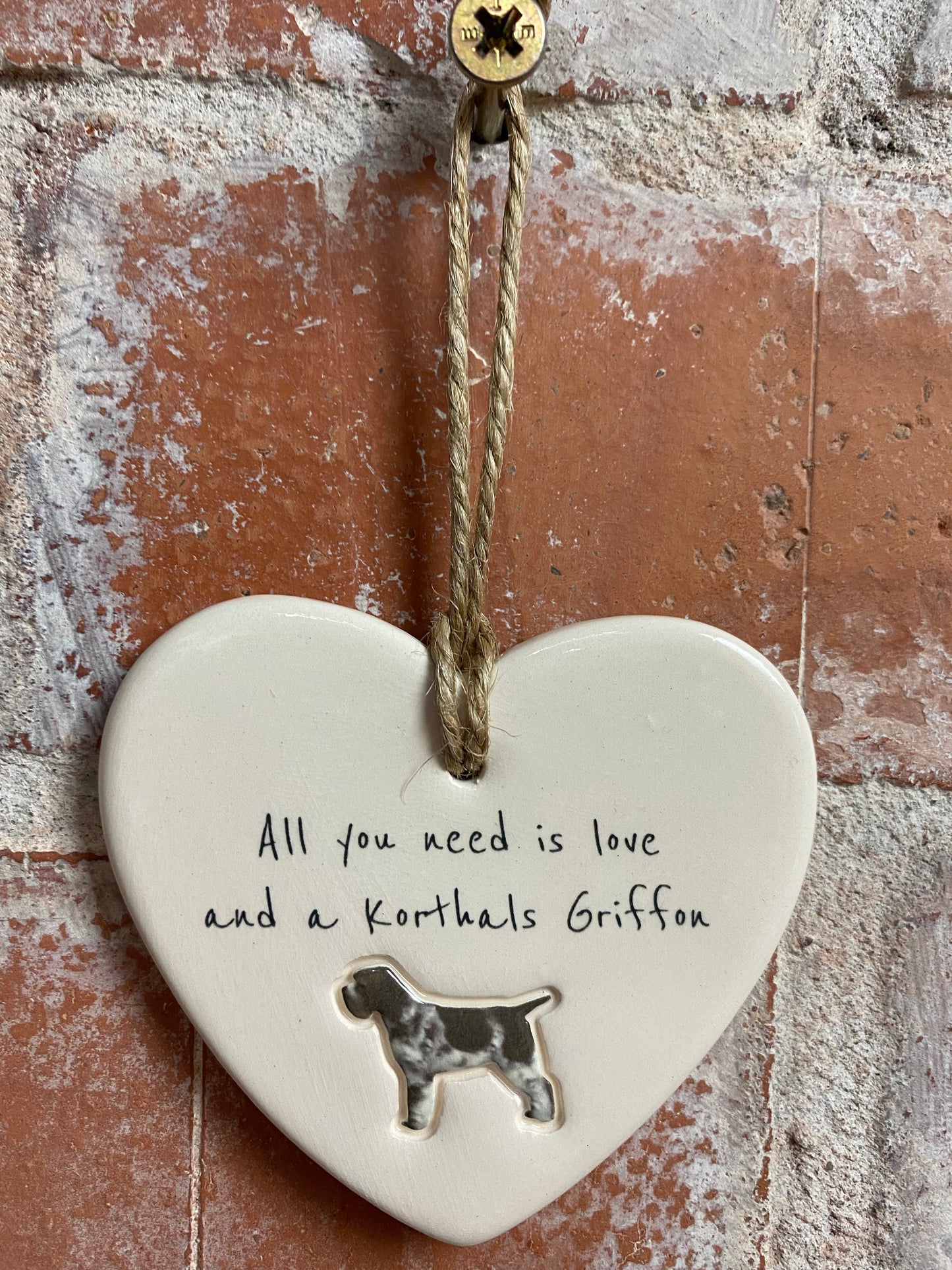 Korthals Griffon Ceramic Heart Ornament