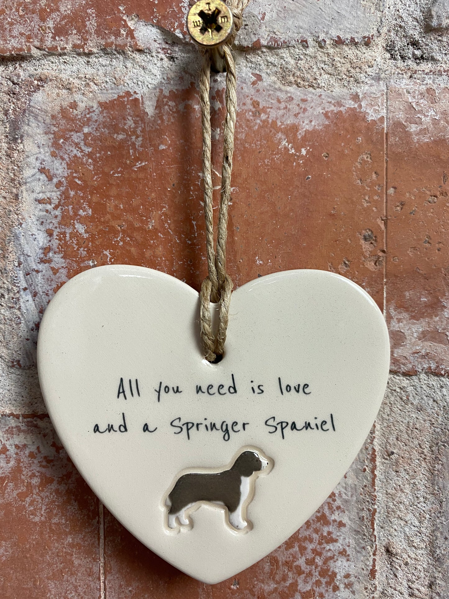 Springer Spaniel Ceramic Heart Ornament