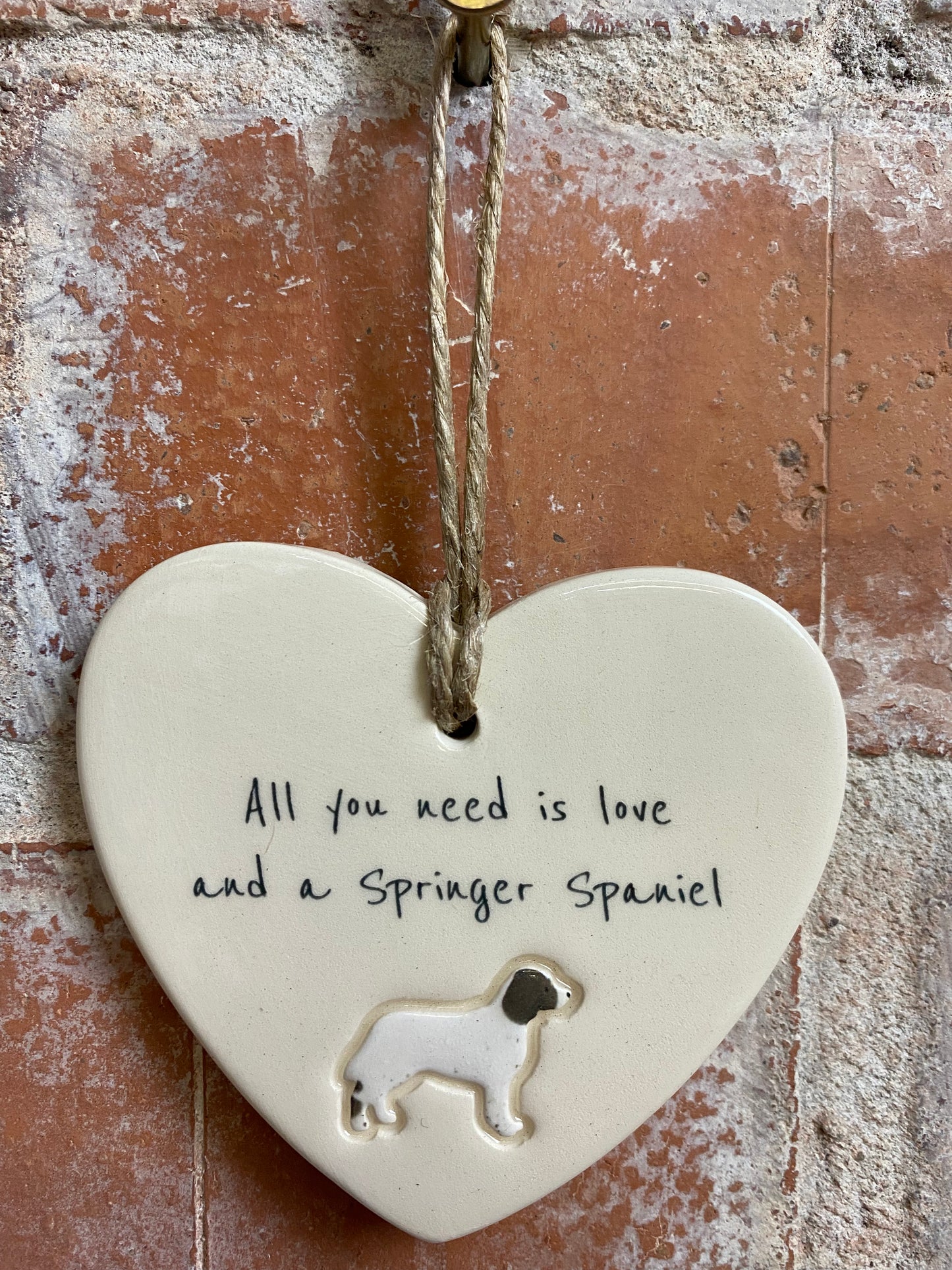 Springer Spaniel Ceramic Heart Ornament