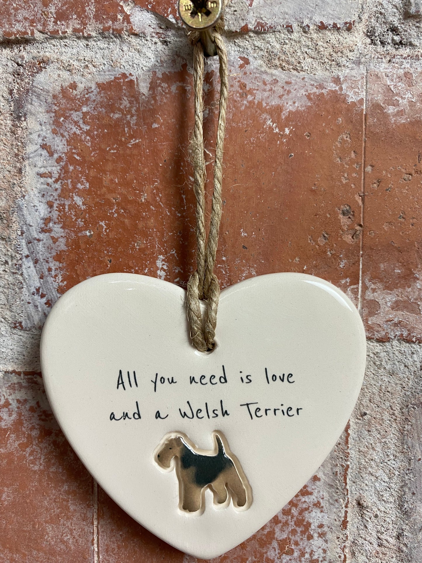 Welsh Terrier Ceramic Heart Ornament