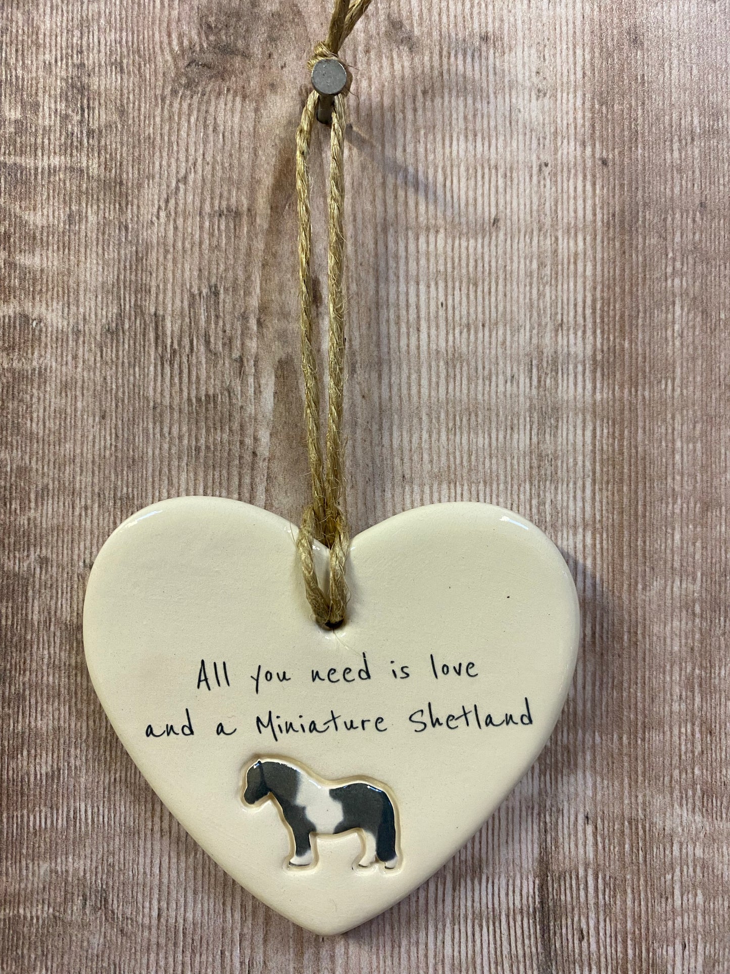 Miniature Shetland Ceramic Heart Ornament
