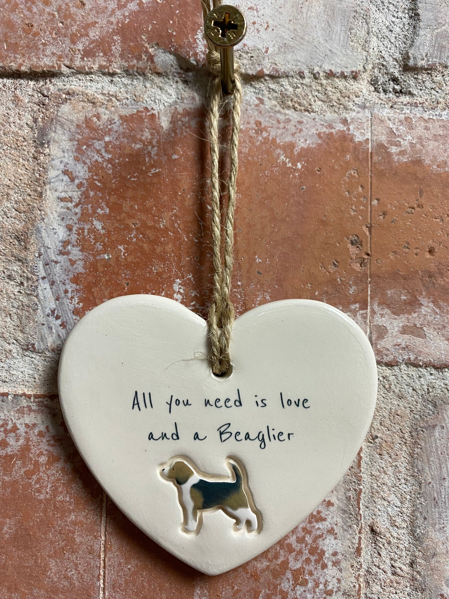 Beaglier Ceramic Heart Ornament