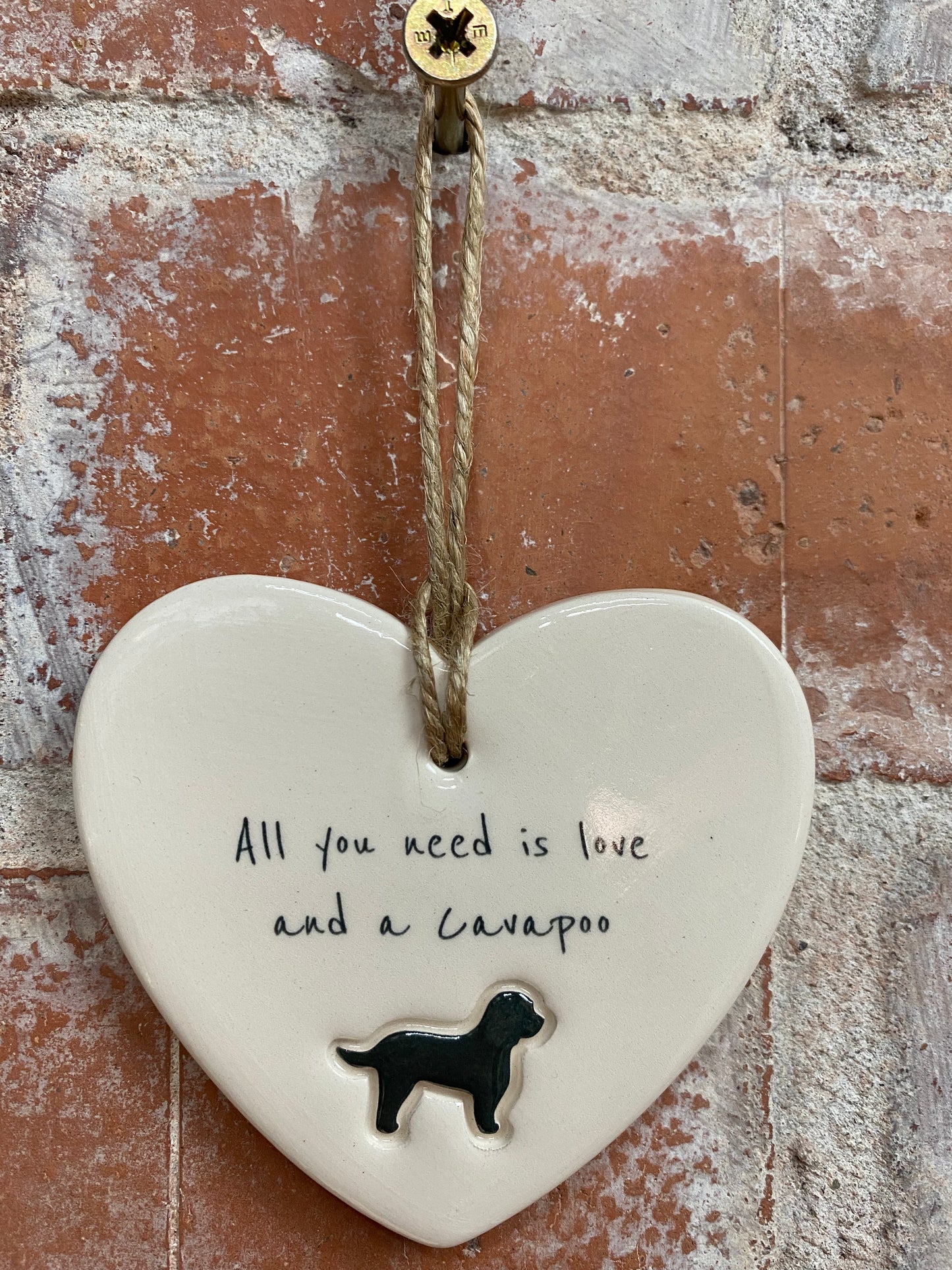 Cavapoo Ceramic Heart Ornament