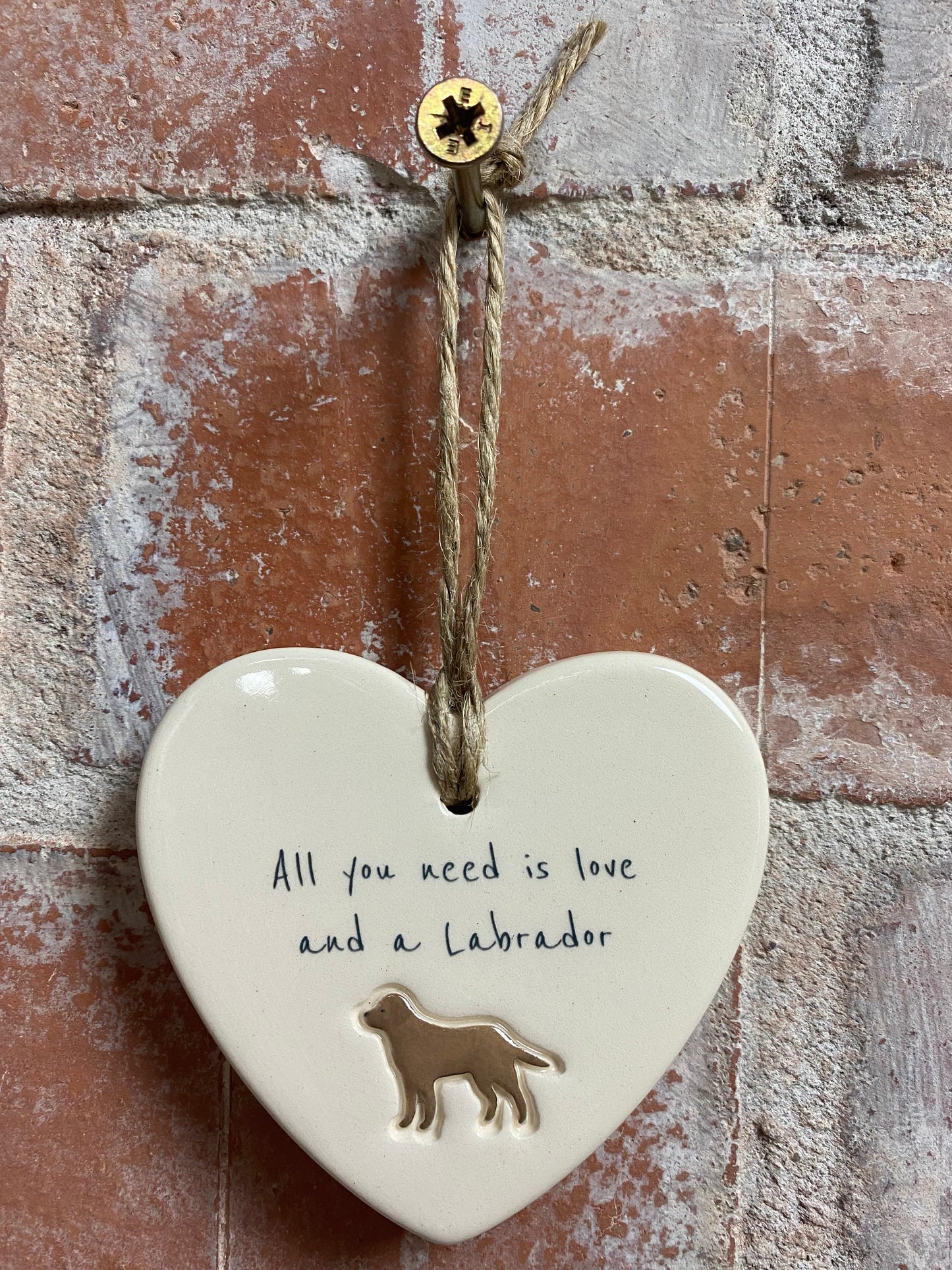 Labrador Ceramic Heart Ornament