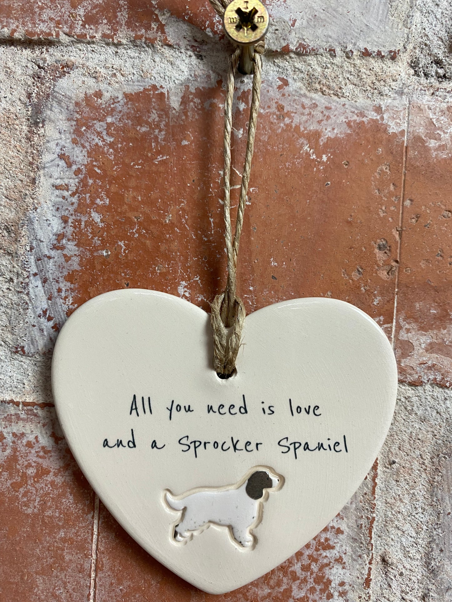 Sprocker Spaniel Ceramic Heart Ornament