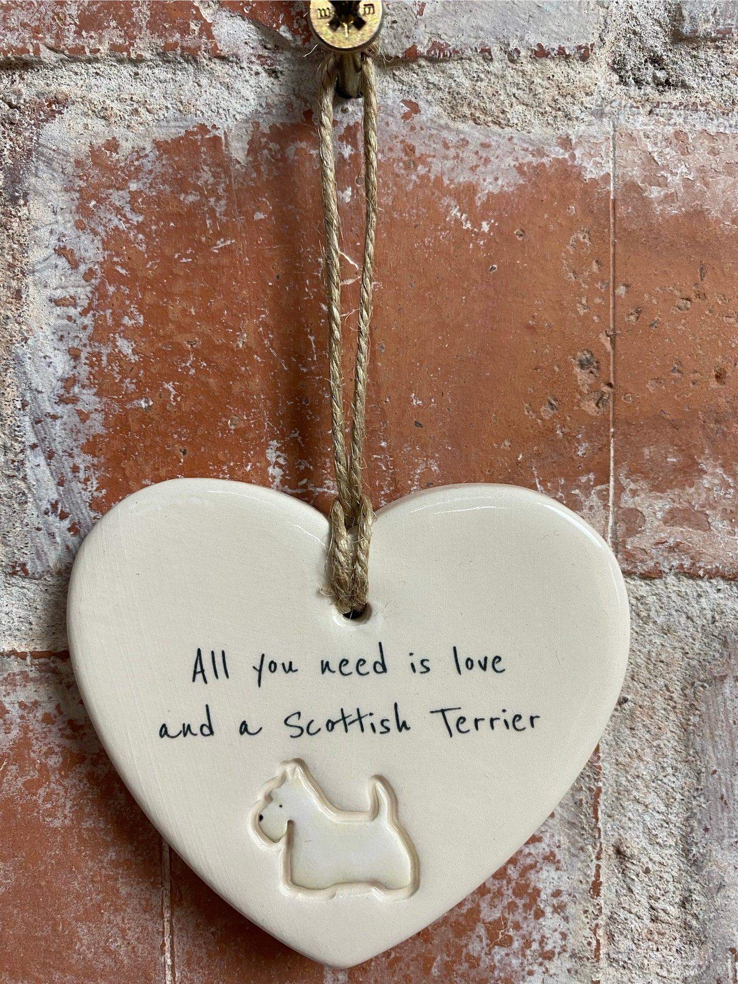 Scottish Terrier Ceramic Heart Ornament