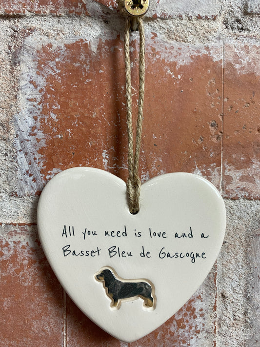 Basset Bleu de Gascogne Ceramic Heart Ornament