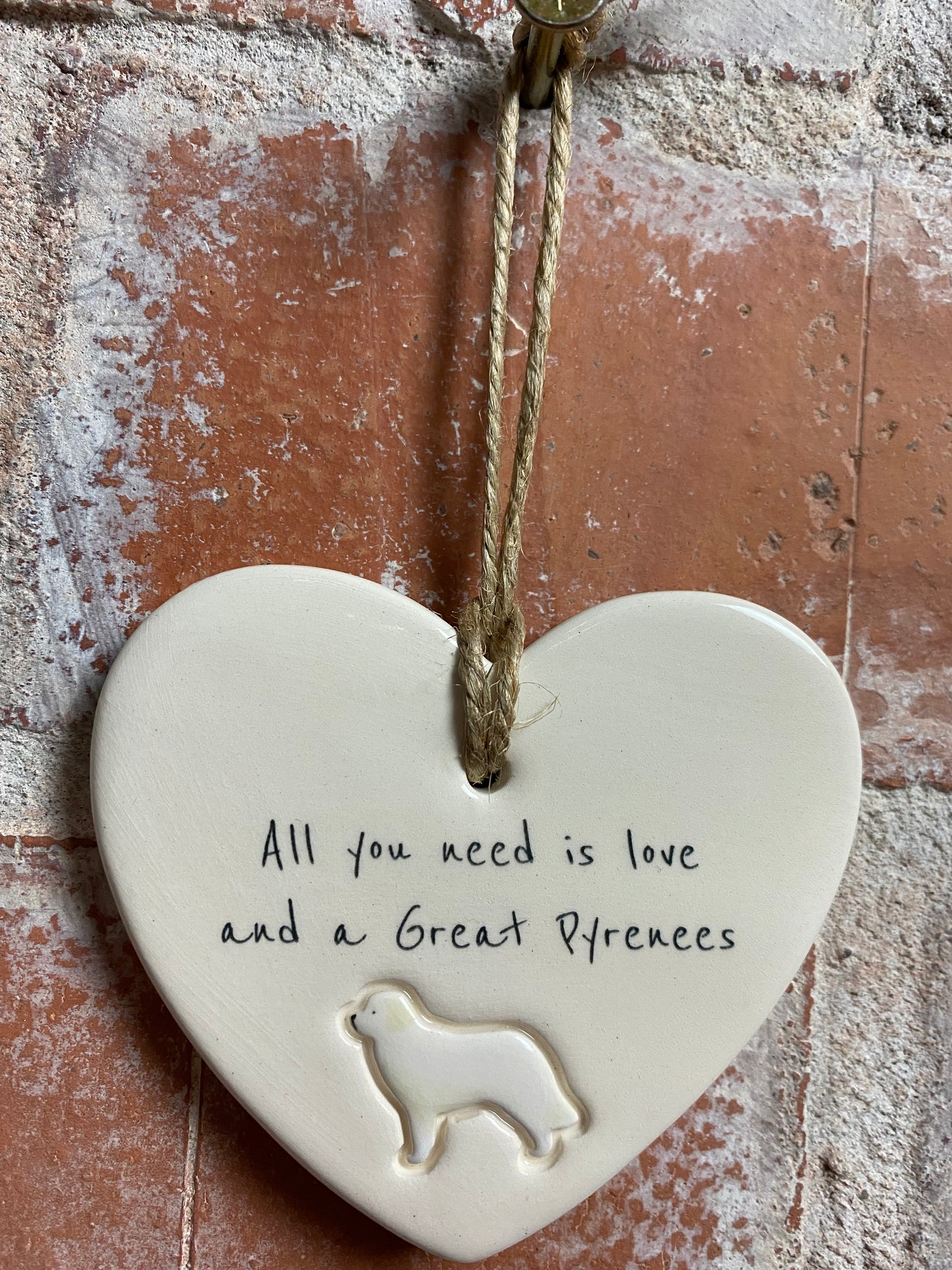 Great Pyrenees Ceramic Heart Ornament