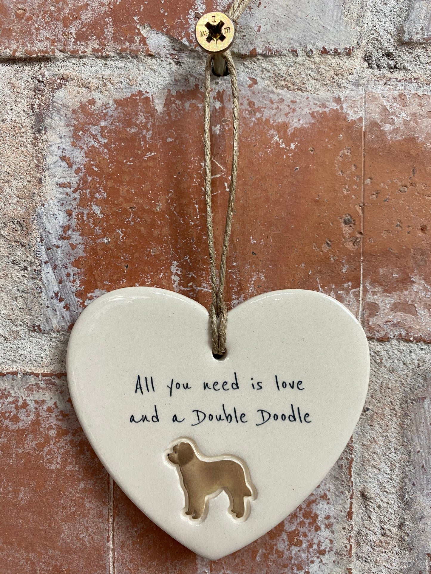 Double Doodle Ceramic Heart Ornament