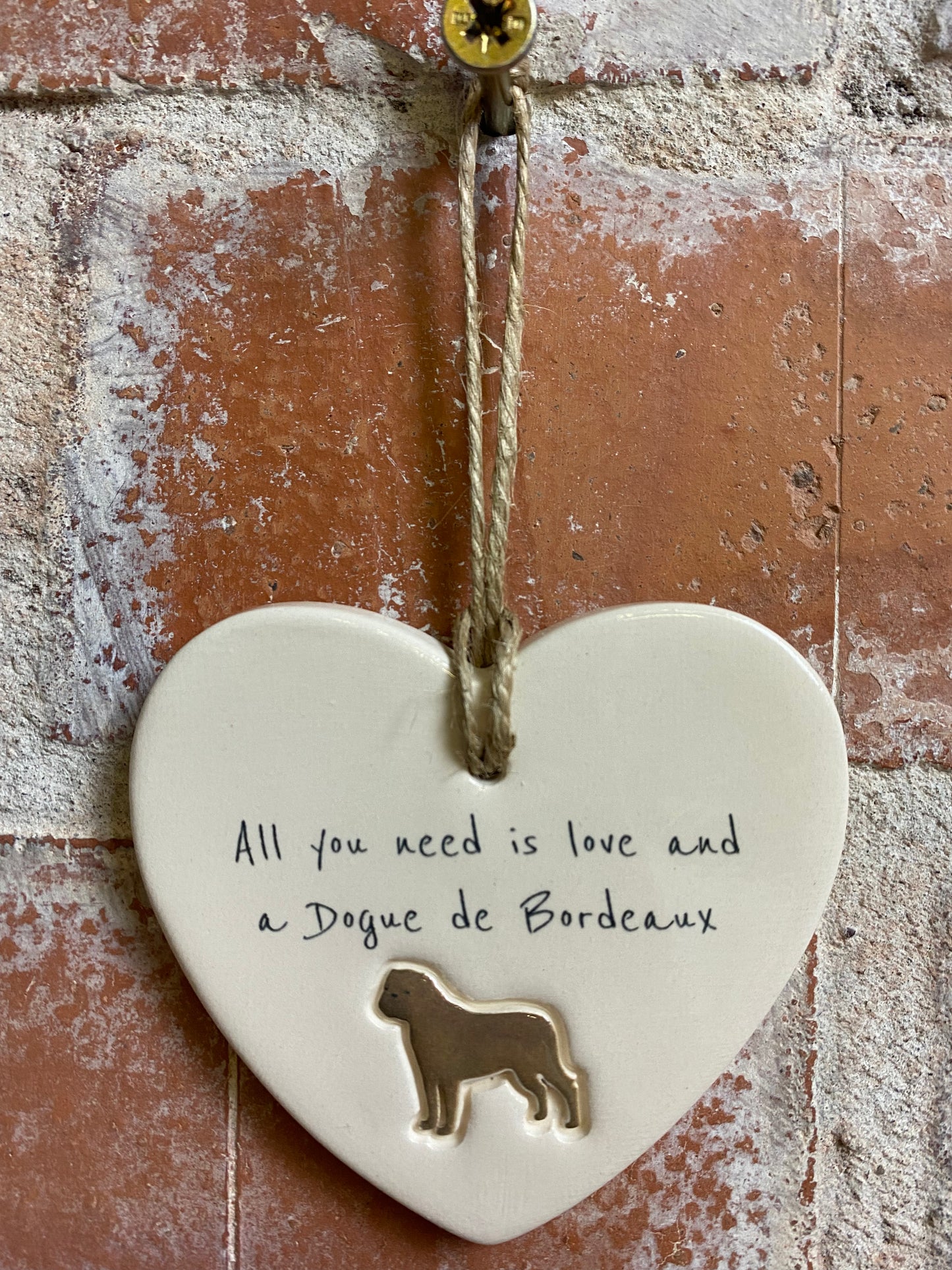 Dogue de Bordeaux Ceramic Heart Ornament