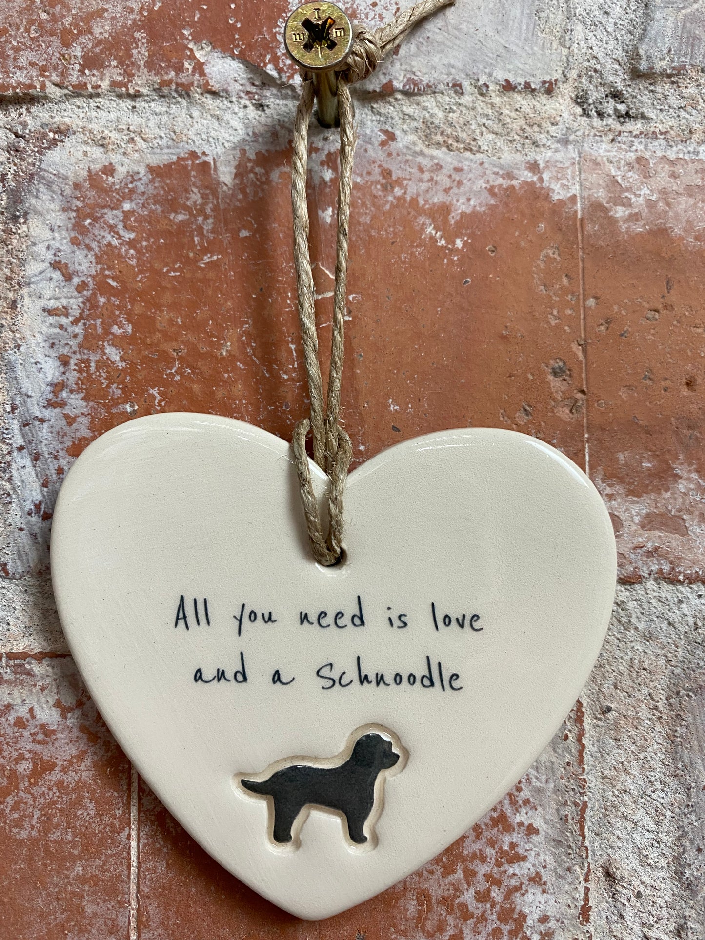 Schnoodle Ceramic Heart Ornament