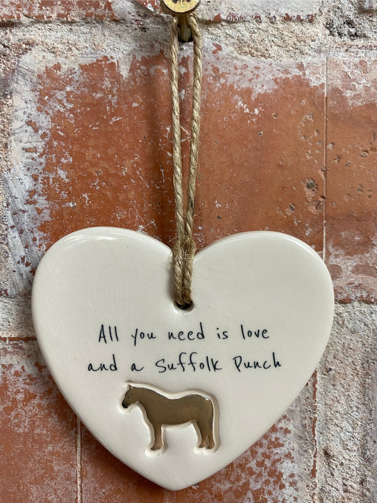 Suffolk Punch Ceramic Heart Ornament