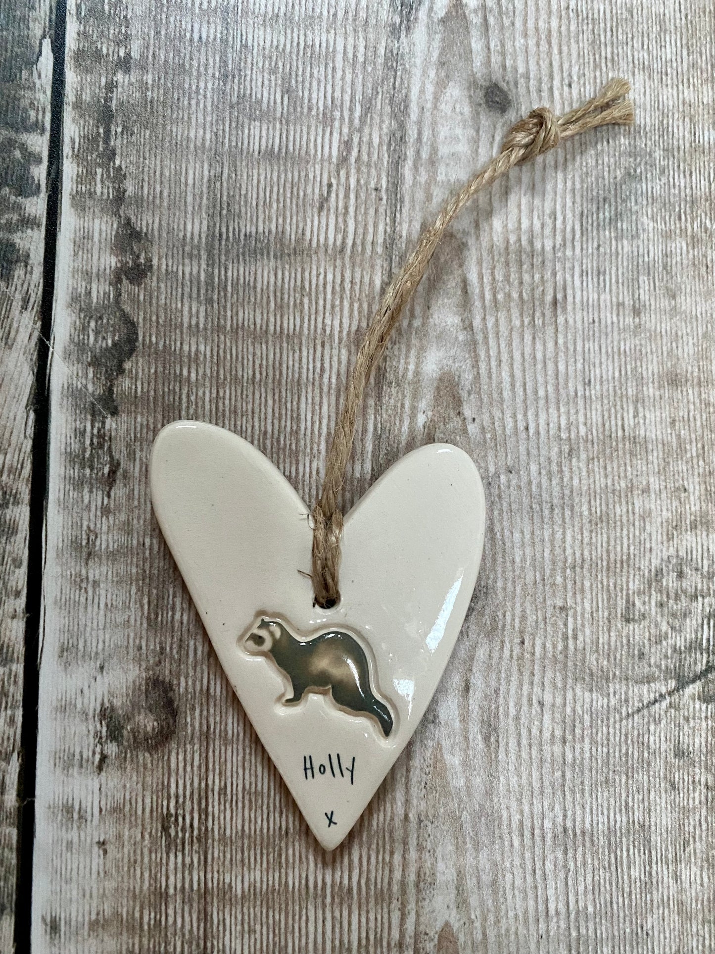 Personalised Ferret Heart Ornament