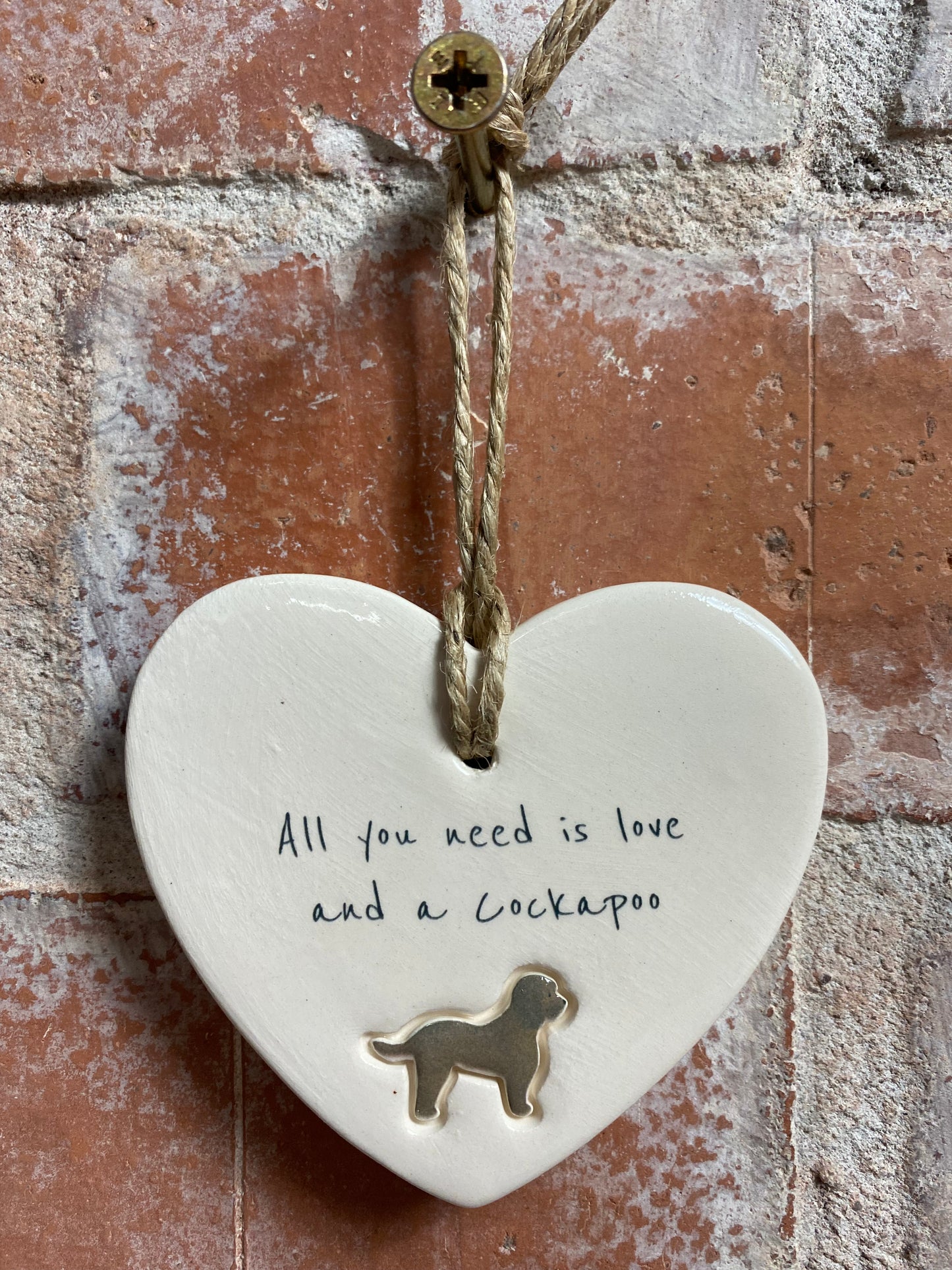 Cockapoo Ceramic Heart Ornament