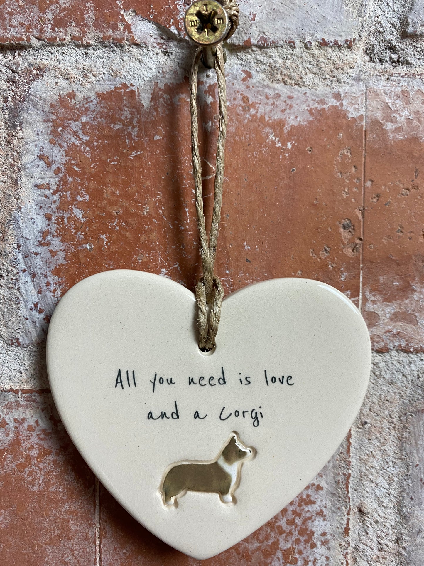 Corgi Ceramic Heart Ornament