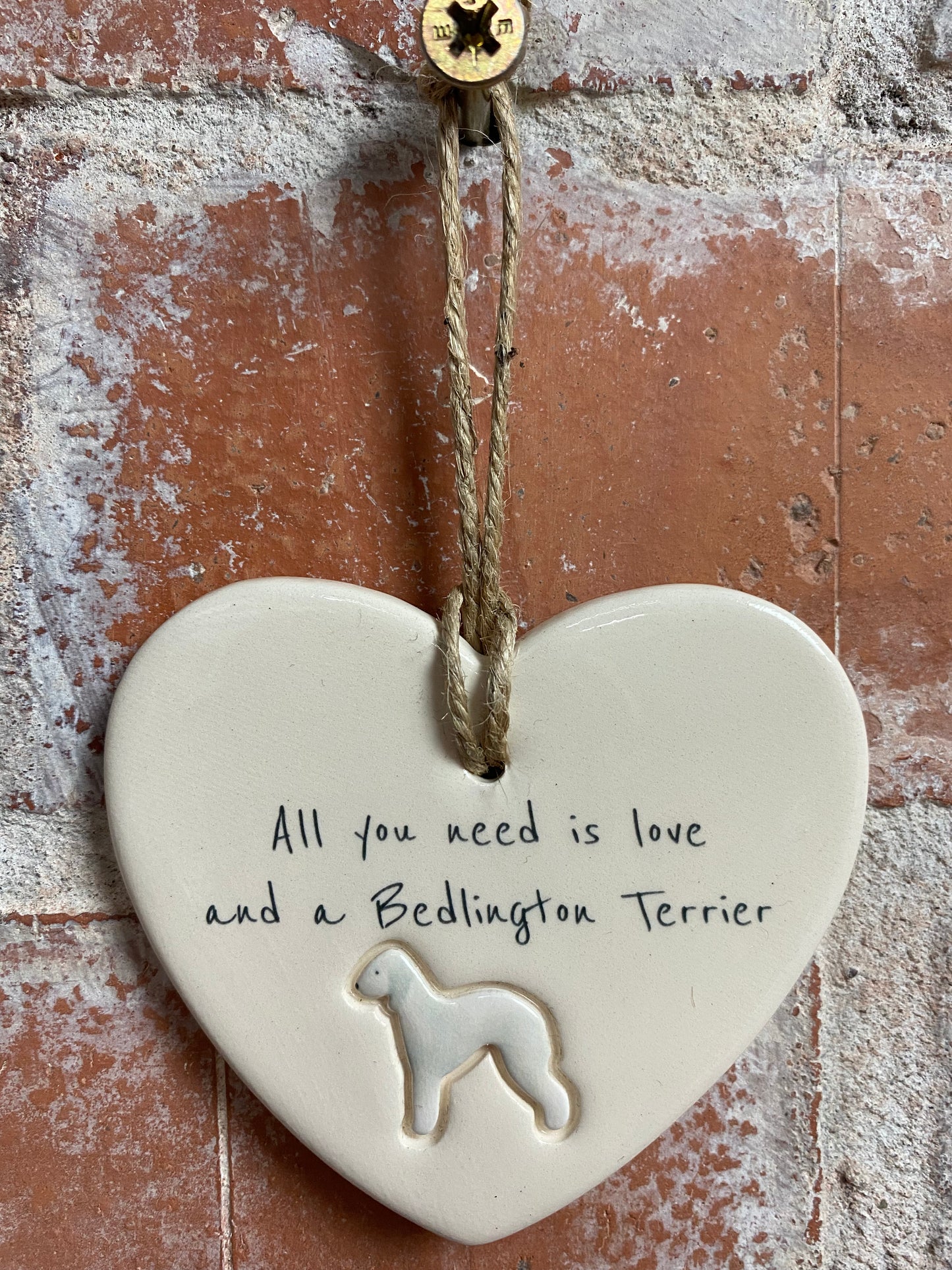 Bedlington Terrier Ceramic Heart Ornament