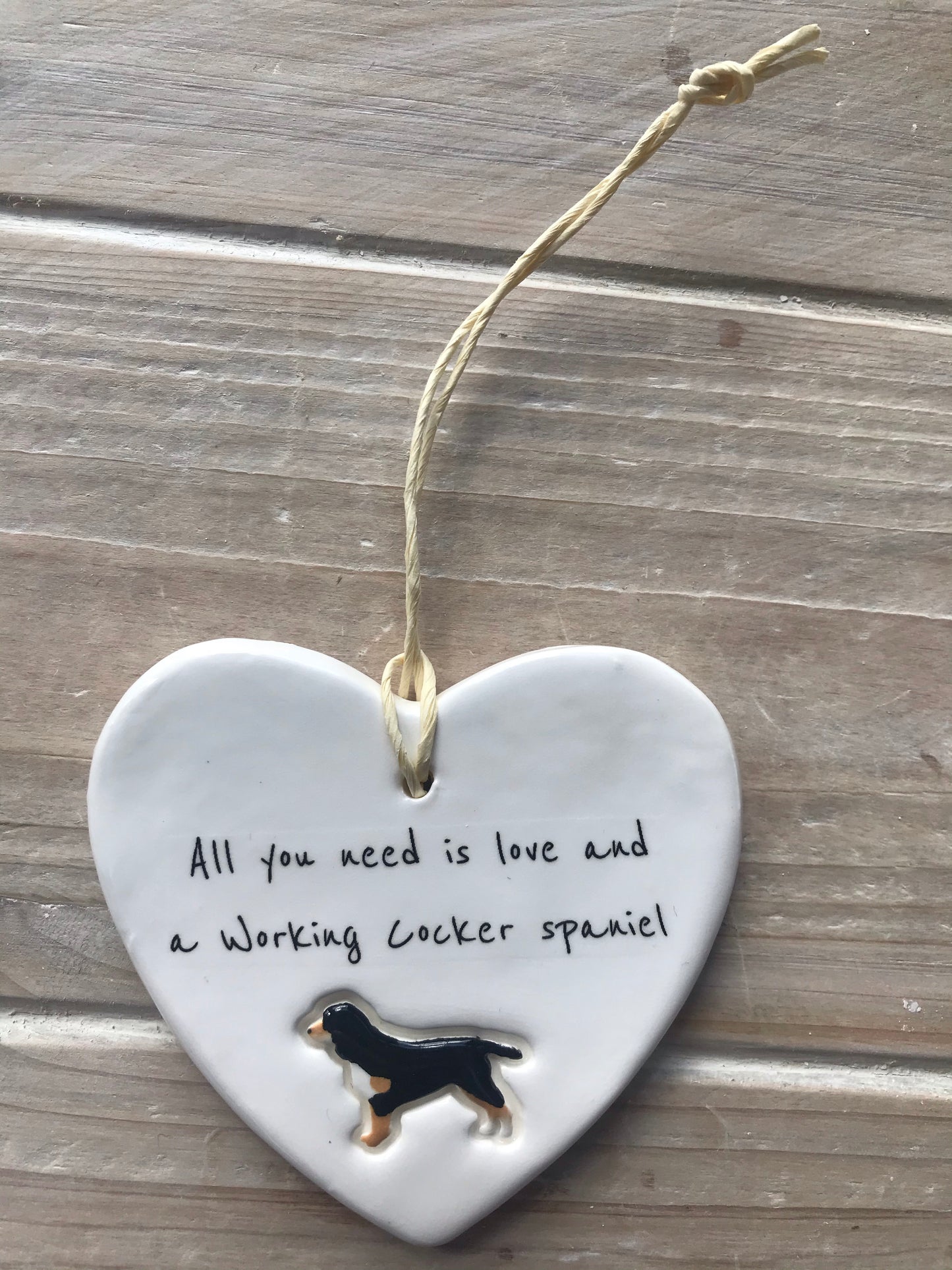 Working Cocker Spaniel Ceramic Heart Ornament